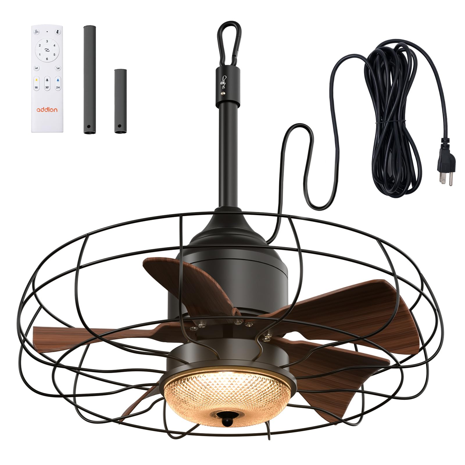 Addlon Outdoor Ceiling Fans With Lights For Patios, 20 Inch Wet Rated Black Gazebo Fan With Remote, 6 Speeds, 3Cct Dimmable, Noi