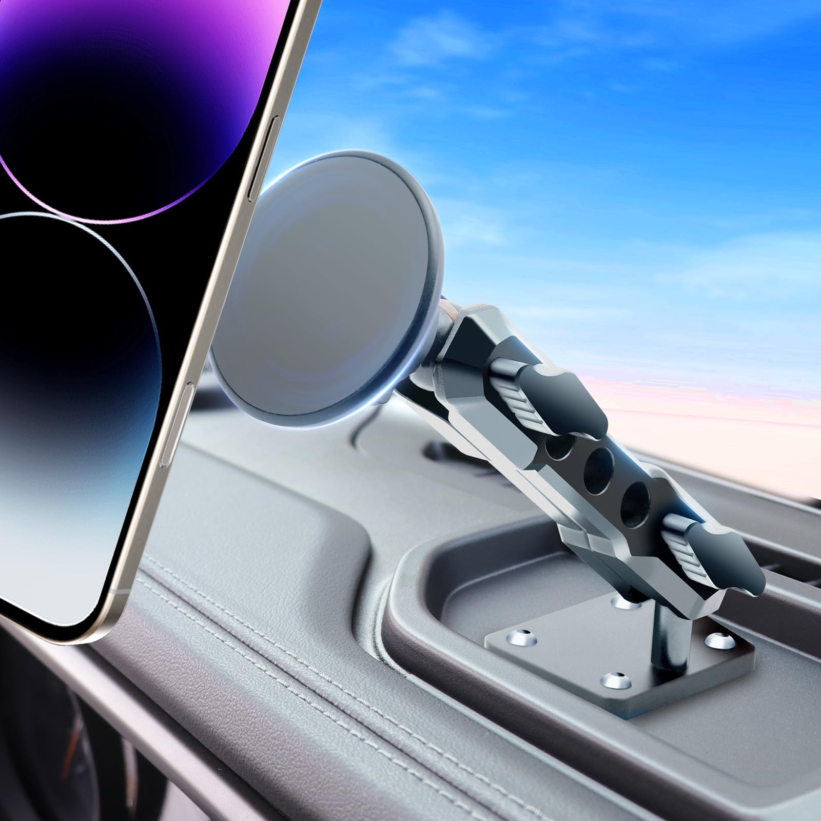 ZKJAYOE for Jeep 2024 2025 Wrangler JL JLU JT 4XE Phone Mount - Dashboard Phone Holder for Jeep Wrangler Gladiator 2/4 Door Acce