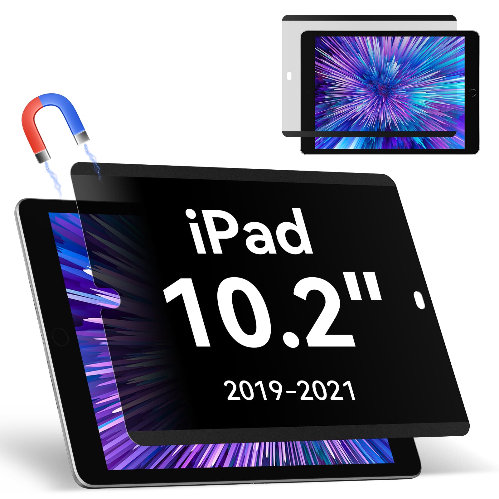 Magnetic Privacy Filter Compatible With Ipad 7Th/8Th/9Th Generation (10.2 Inch, 2019/2020/2021), Removable Anti Glare Blue Light