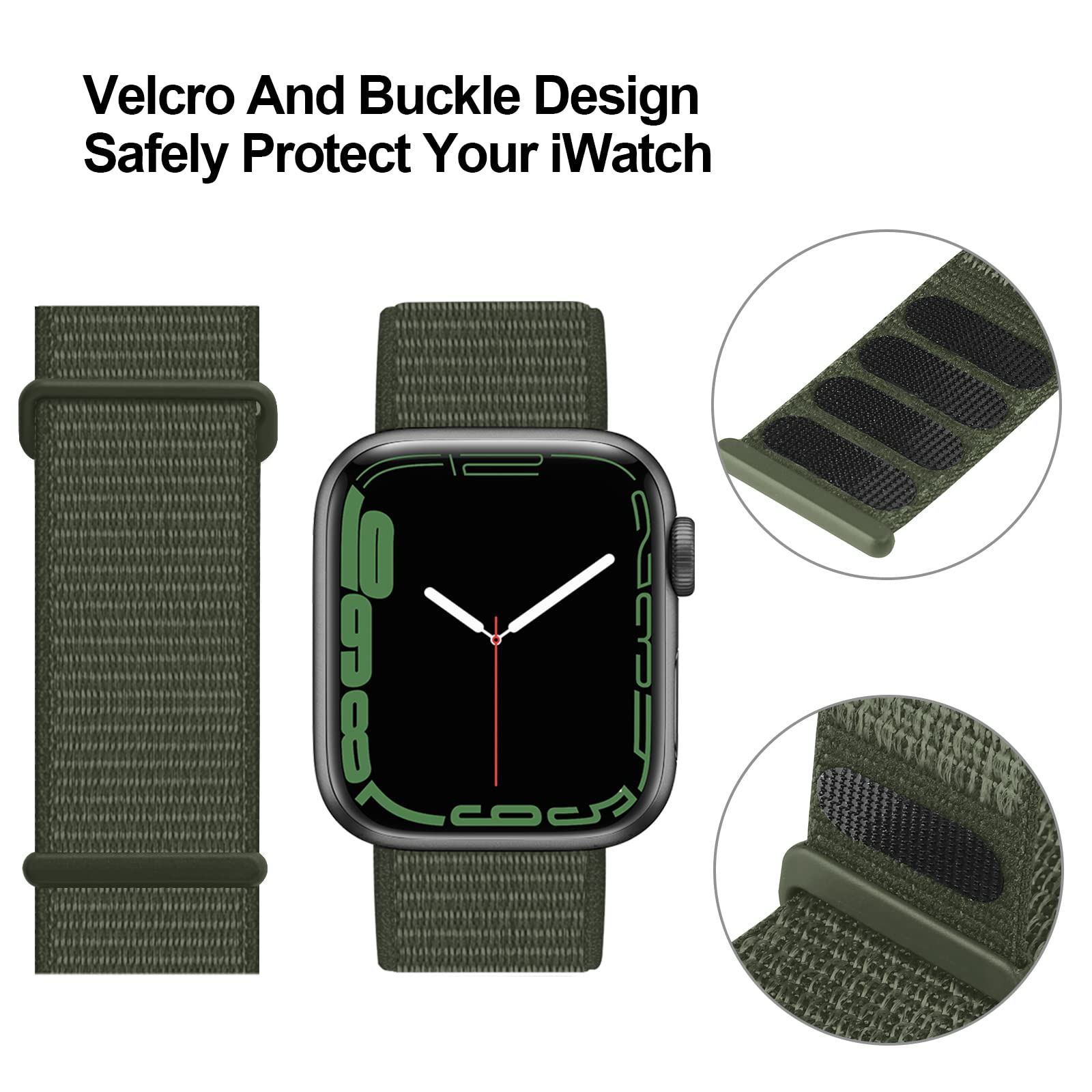 Sport Loop Nylon Band Compatible With Apple Watch Band 38Mm/40Mm/41Mm/42Mm For Series 10 Ultra 2 Iwatch Series 10 1 Strap, Fit F