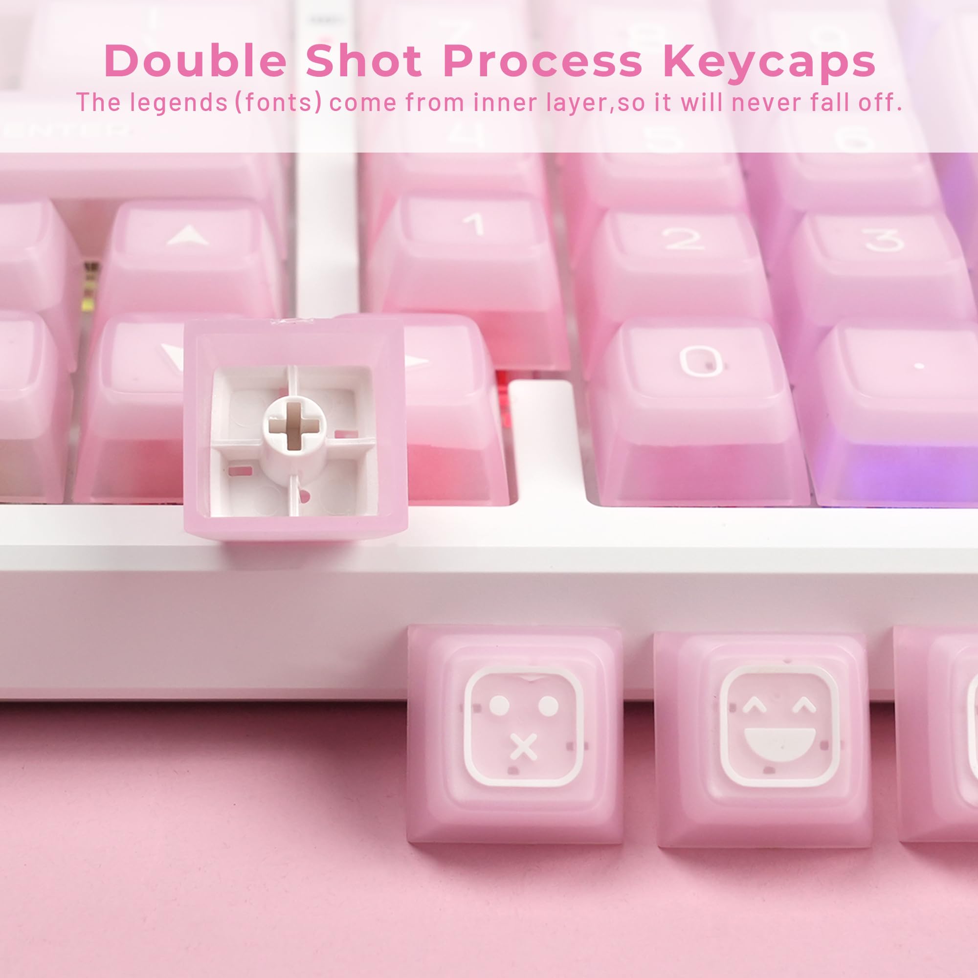 Xvx Translucent Key Caps, Double Shot Pbt Keycaps, Sa Profile Key Caps 100 Percent 142 Keys, Custom Keycap Set Compatible With 6