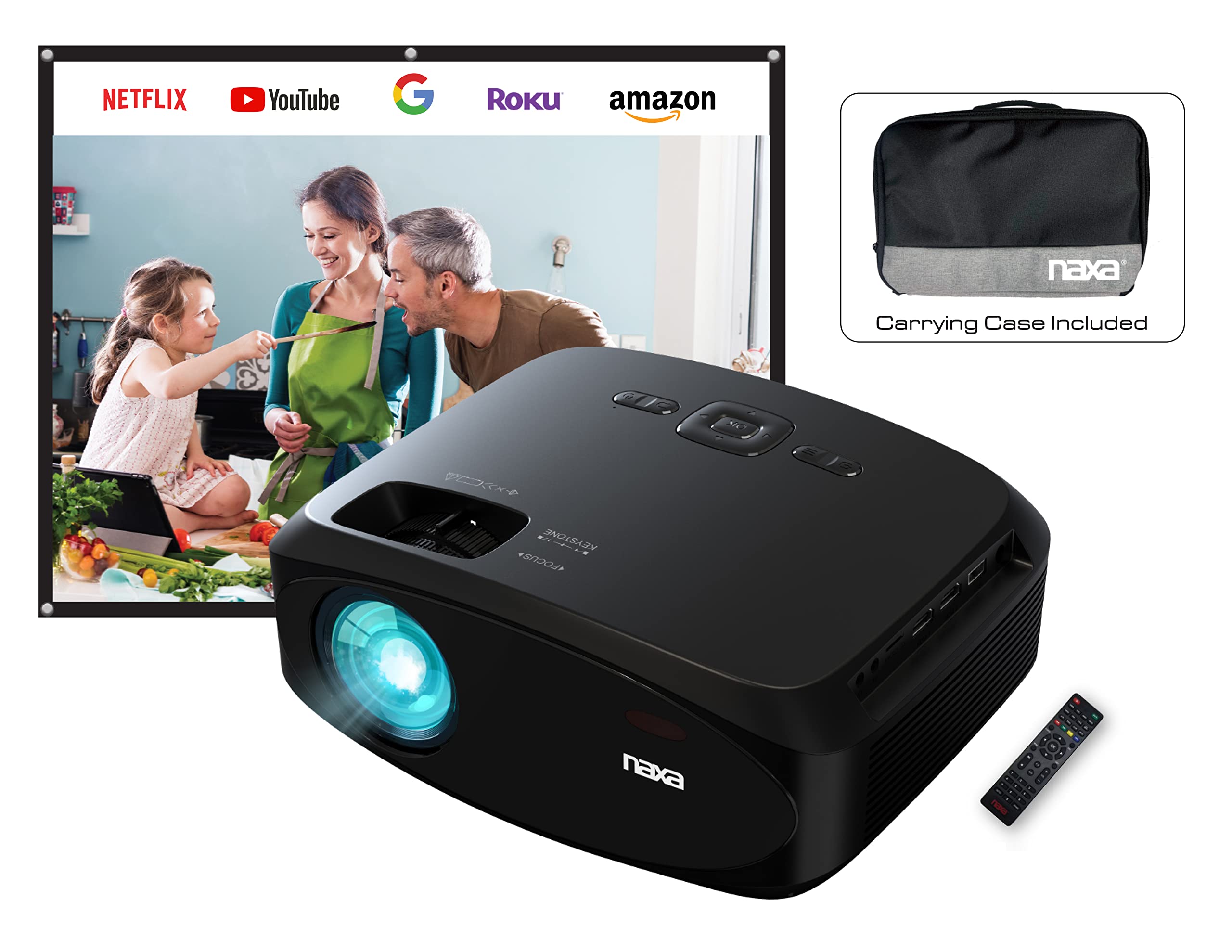 Naxa Electronics Nvp 3002C 210 Home Theater Lcd Projector Combo With 100 Portable Screen Remote And Case Gaming Consoles Bluetoo