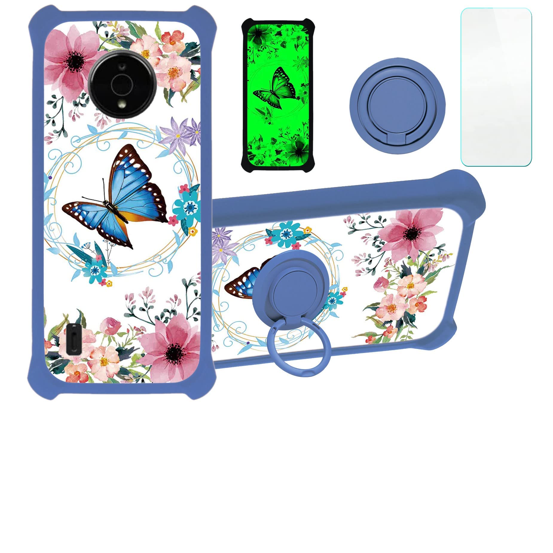 Jioeuinly Nokia C200 Case Compatible With Nokia C200 N151Dl Phone Case Cover [With Tempered Glass Screen Protector][Hard Pc + So