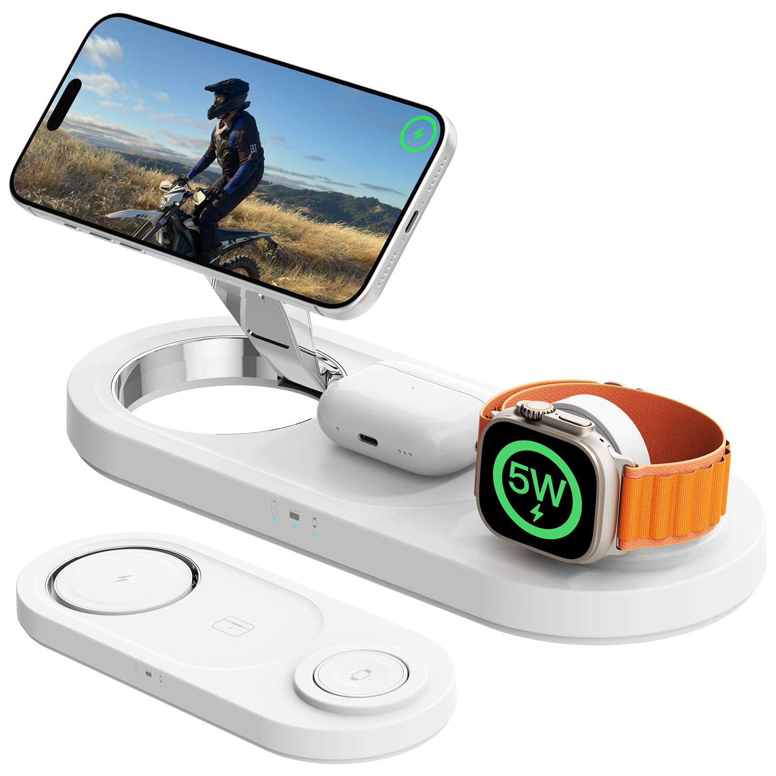 for Apple Watch 5W Fast Charger:3 in 1 Wireless Charging Station for Apple Mag-Safe Charger Stand,Fast Magnetic Wireless Charger