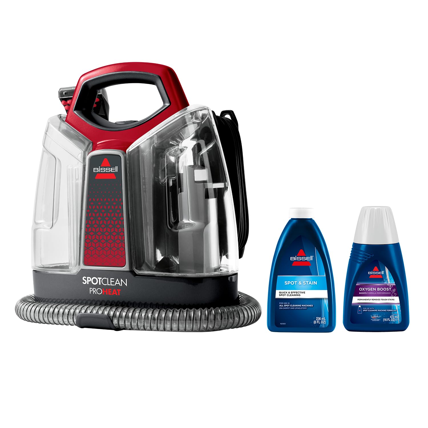 BISSELL SpotClean ProHeat Carpet Vacuum Cleaner, Multi-Surface Stain Cleaner, Carpets, Upholstery, Stairs and Car, Formula and Accessories Included, 330 W, 74 dB, 36988 -Like New