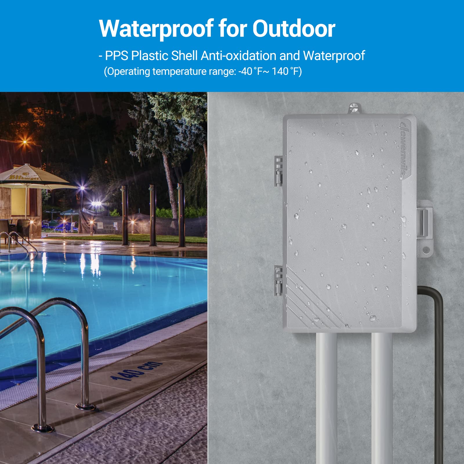 Dewenwils Pool Pump Timer, Mechanical Timer Box Outdoor, Heavy Duty 2Hp 40A 120 277 Vac, 24 Hour Programmable On/Off Timer Switc