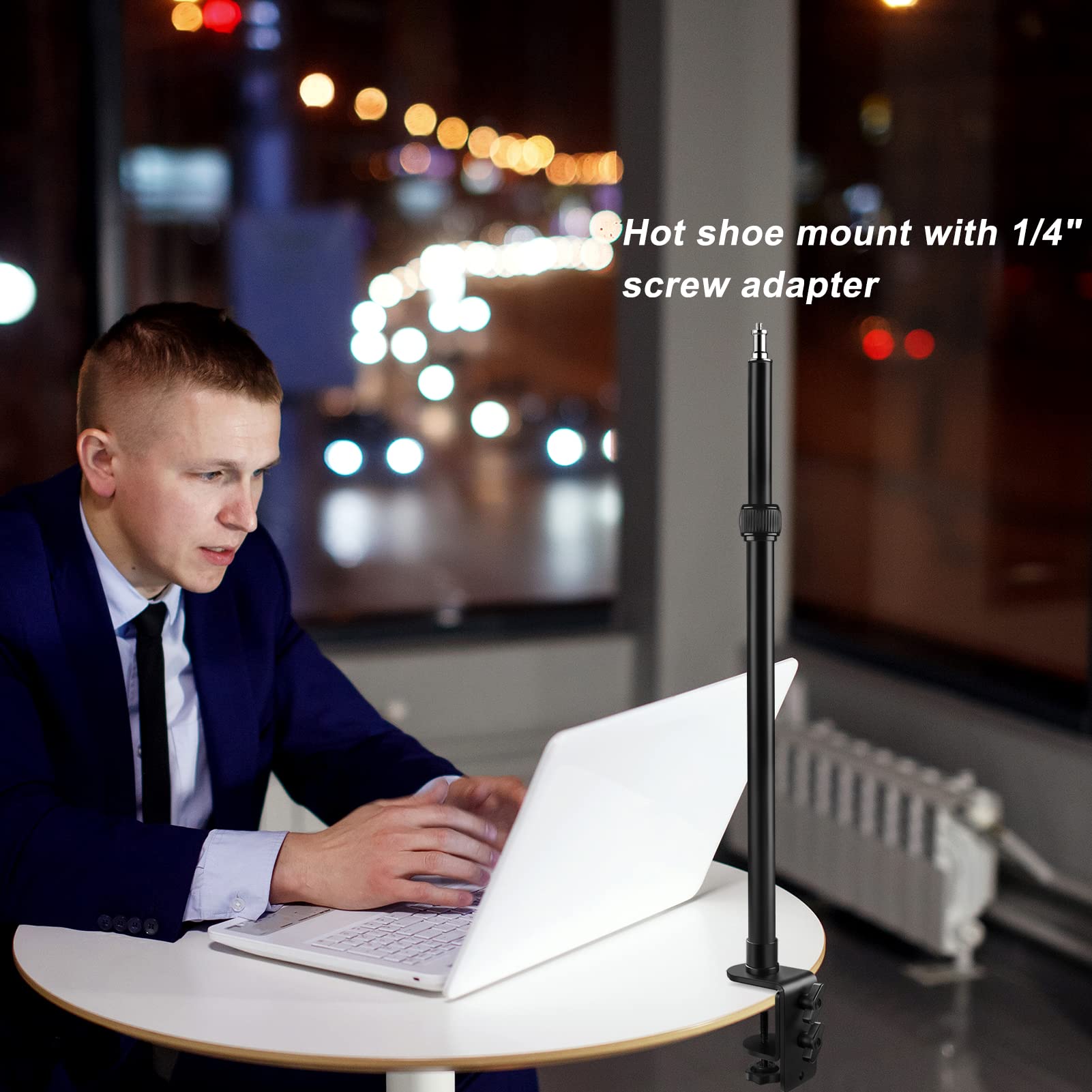 Tinpops Camera Desk Mount Stand, 12.4 20.8'' Adjustable Desktop C Clamp Mounting Stand, Aluminum Tabletop Light Stand With 1/4''