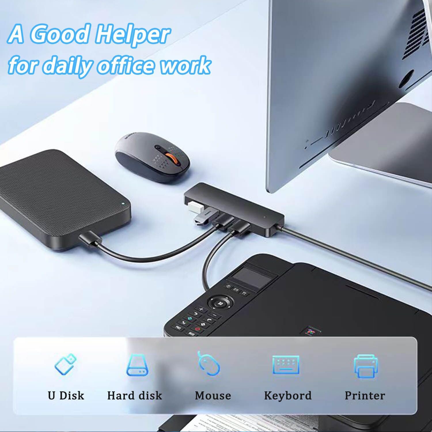 Usb 3.0 Hub, Vienon 4 Port Usb Hub Usb Splitter Usb Expander For Laptop, Xbox, Flash Drive, Hdd, Console, Printer, Camera,Keybor