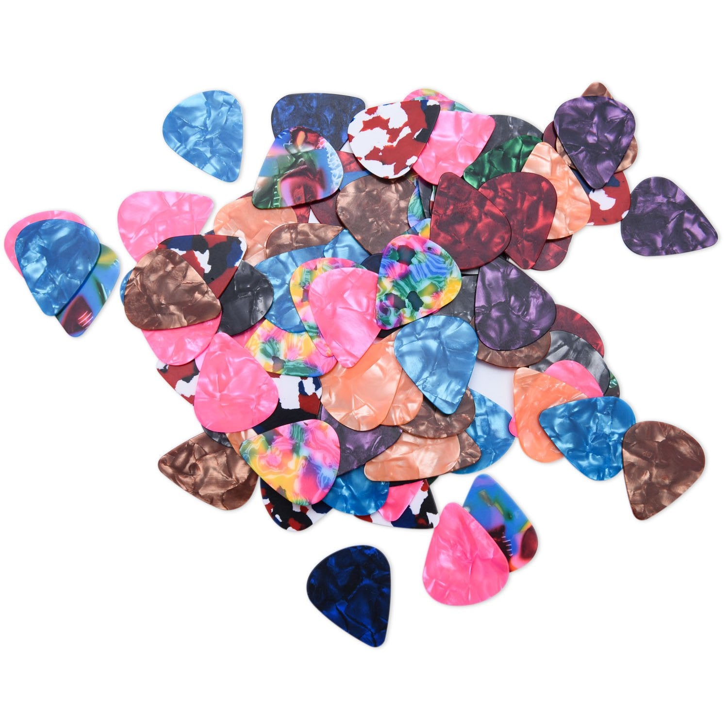 I Mart Stylish Colorful Celluloid Guitar Picks Plectrums For Guitar Bass Ukulele 0.46Mm (Pack Of 100   Assorted Colors)