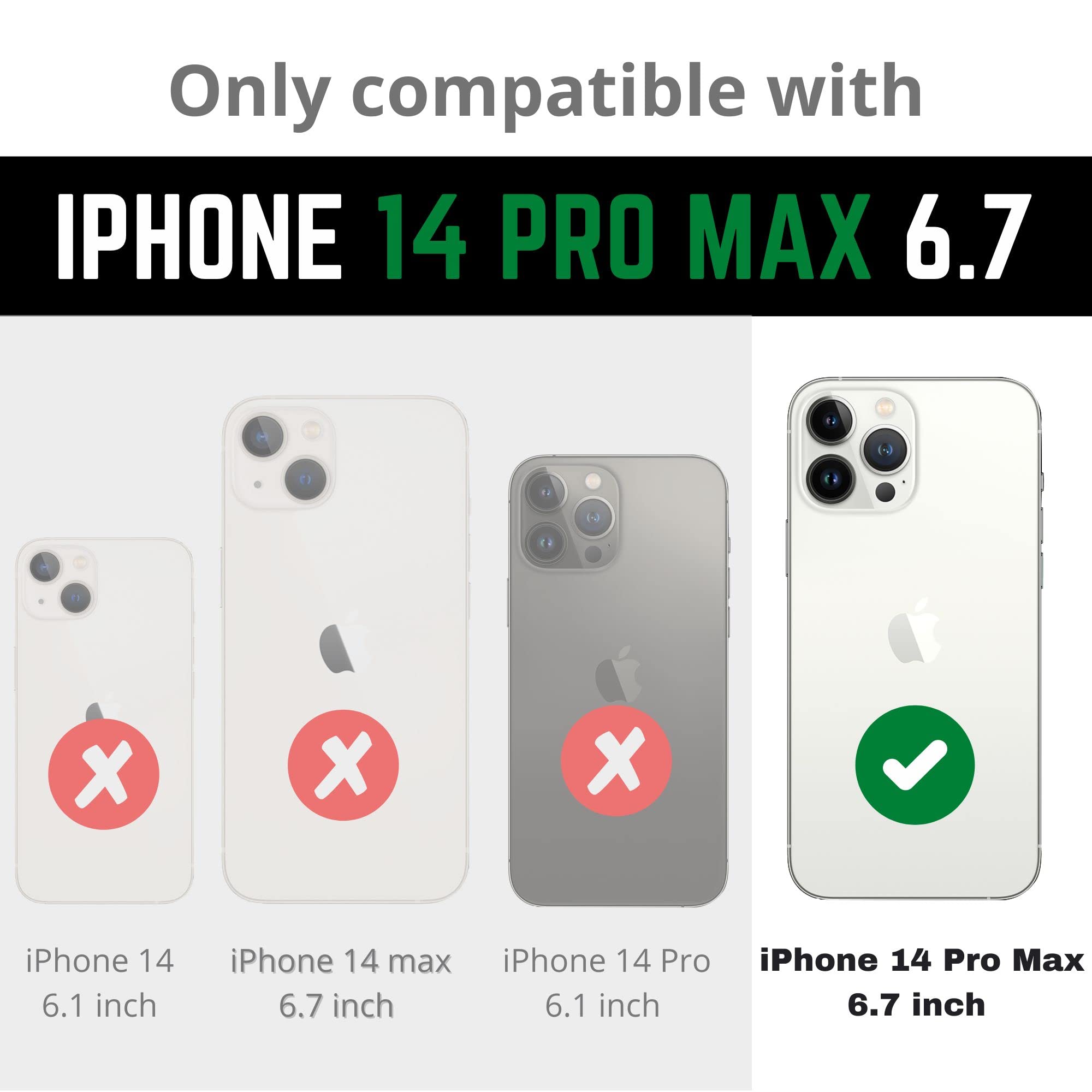 Artsevo Designed For Iphone 14 Pro Max Case, 6.6Ft Drop Protection, Full Body Screen Camera Protective Phone Case, Mint Green