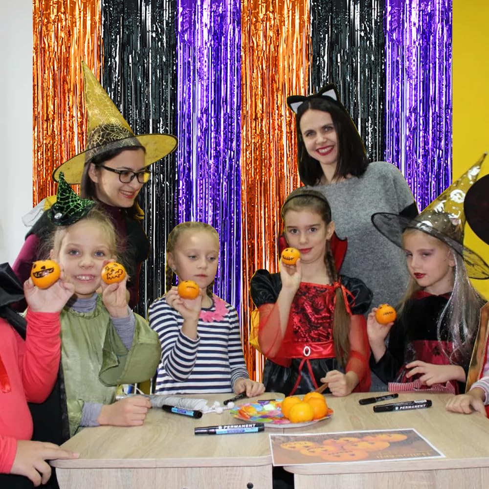 Beishida 3 Pack Tinsel Curtain Party Streamers Backdrop Halloween, Door Streamers Fringe Foil Curtain Backdrop Curtain For Hallo