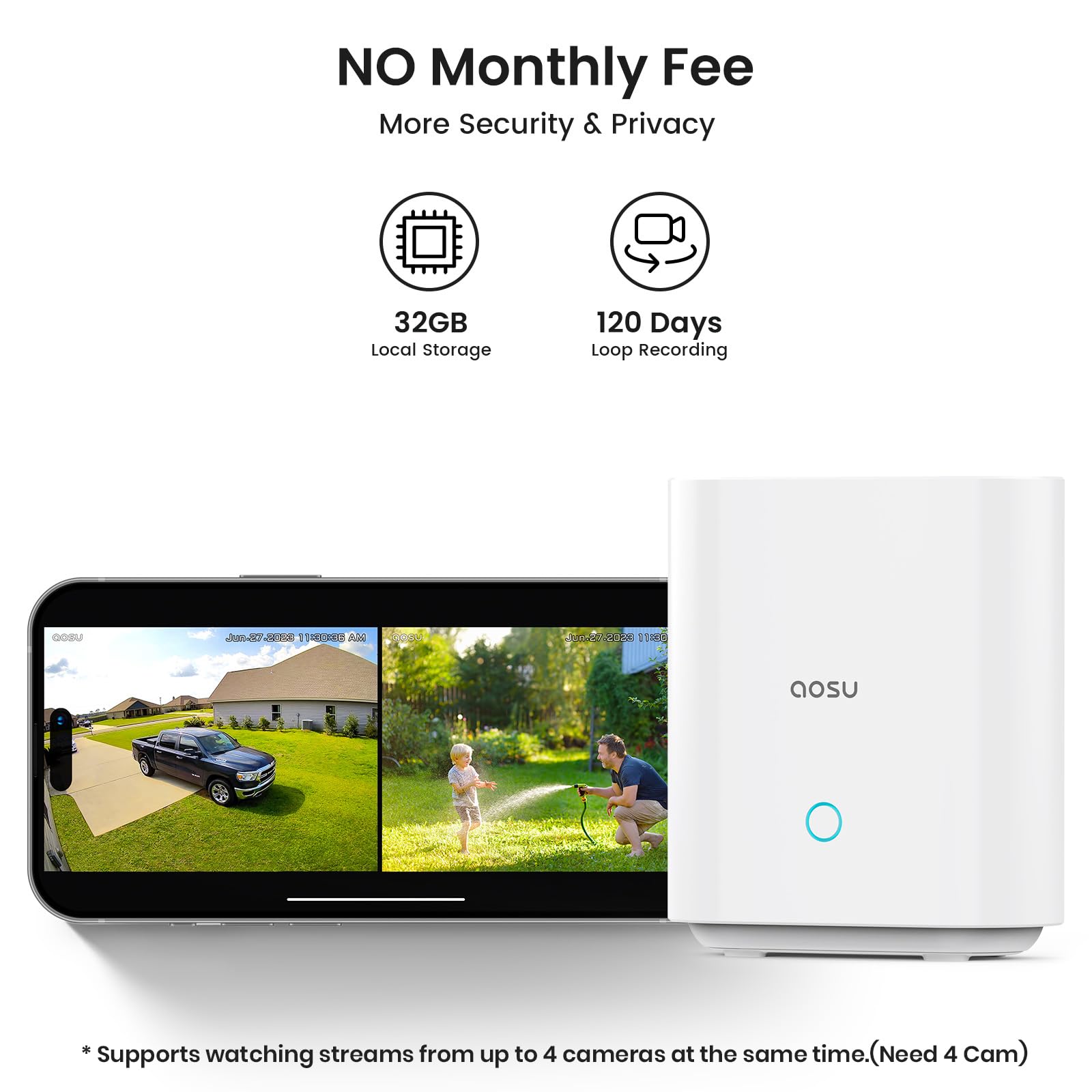 Aosu Security Cameras Outdoor Wireless, 2 Cam Kit, No Subscription, Solar Powered, Home Security Cameras System With 360� Pan & Tilt, Auto Tracking, 2K Color Night Vision, Easy Setup, 5G & 2.4G Wifi