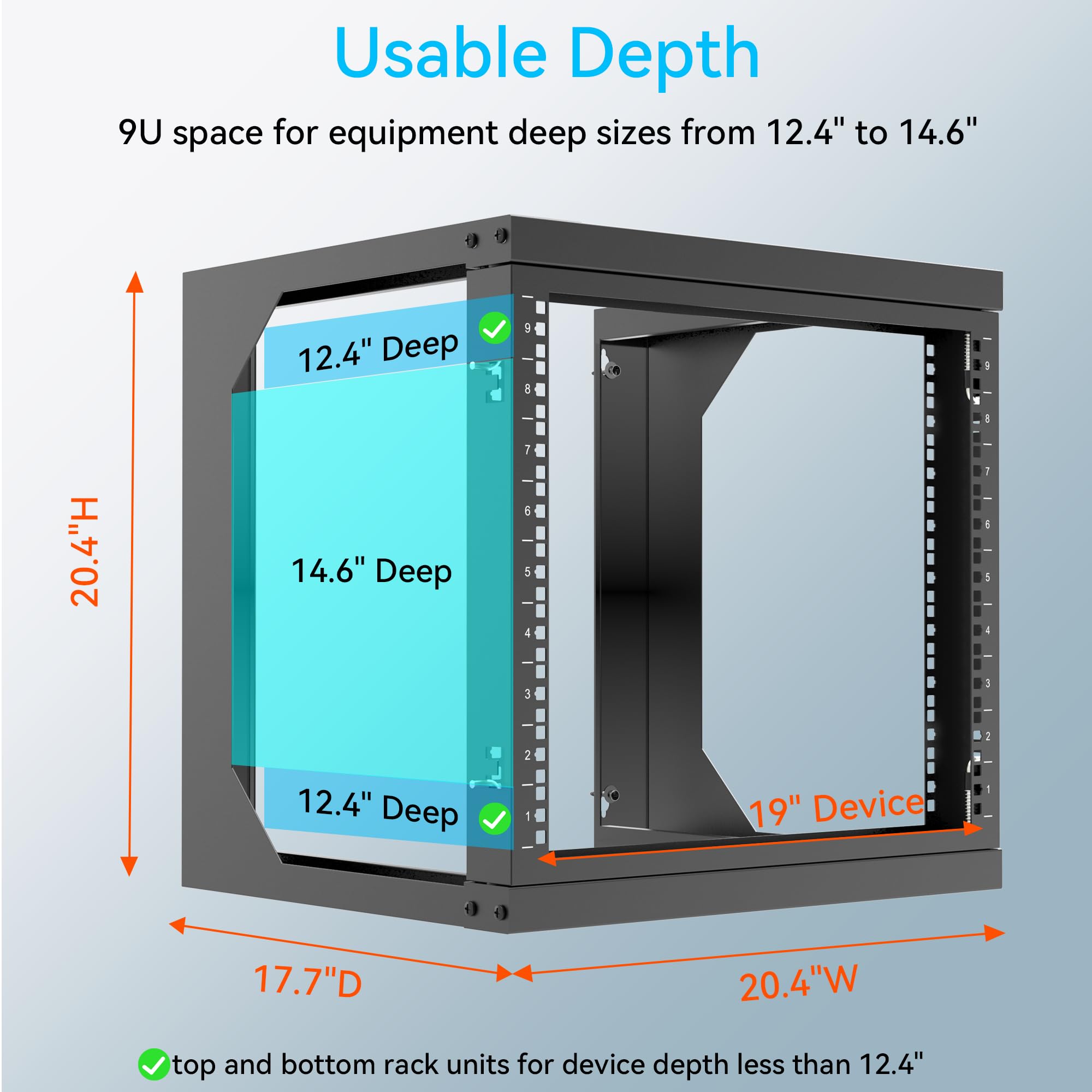 Server Rack Wall Mount 9U With Swing Open, Wall Mount Network Rack For 19 Inch Equipment, Computer Racks & Cabinets For Easy Acc