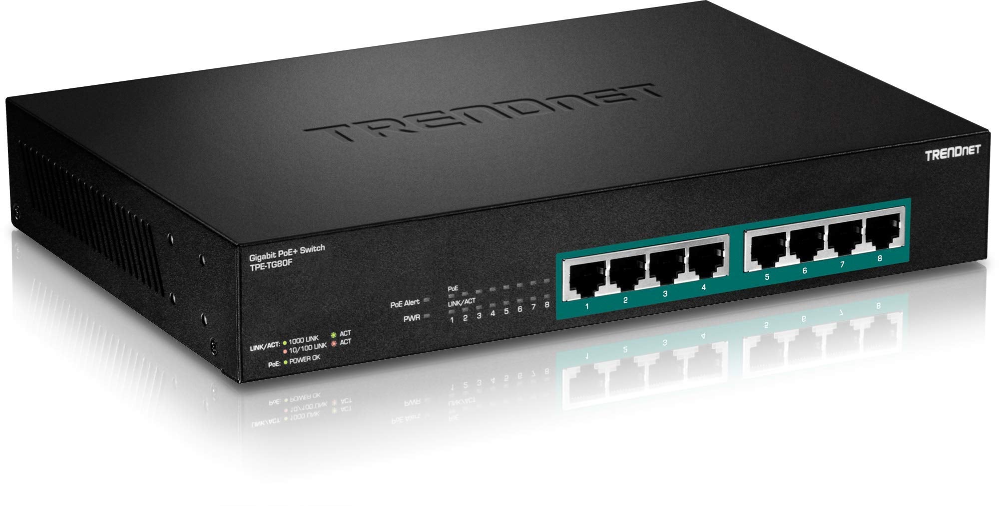 Trendnet 8 Port Gigabit Full Power Poe+ Switch, 8 X Gigabit Poe+ Ports, 240W Power Budget, 16Gbps Switching Capacity, Rack Mount