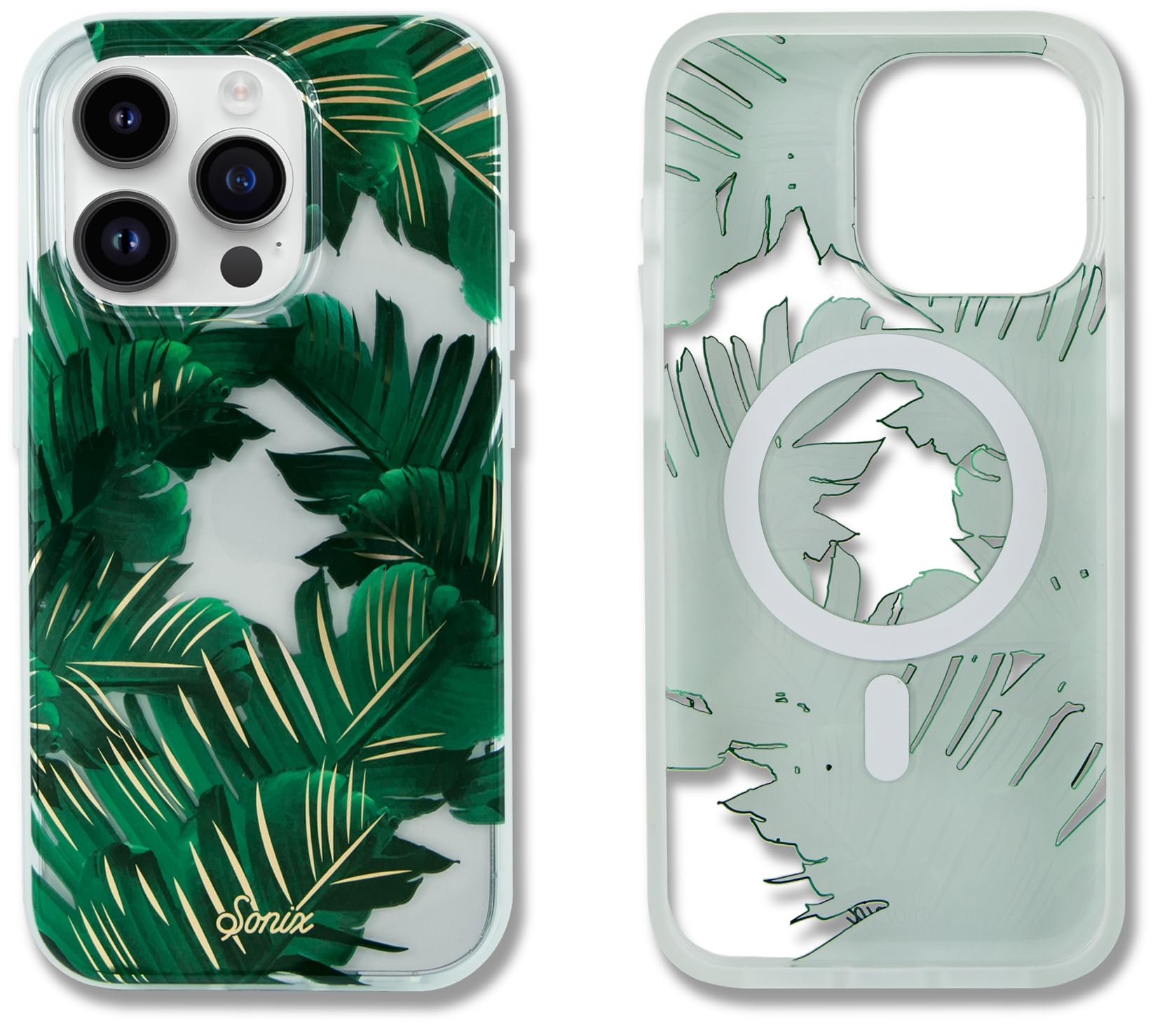 Sonix Case For Iphone 15 Pro | Compatible With Magsafe | 10Ft Drop Tested | Bahama Palm Leaves