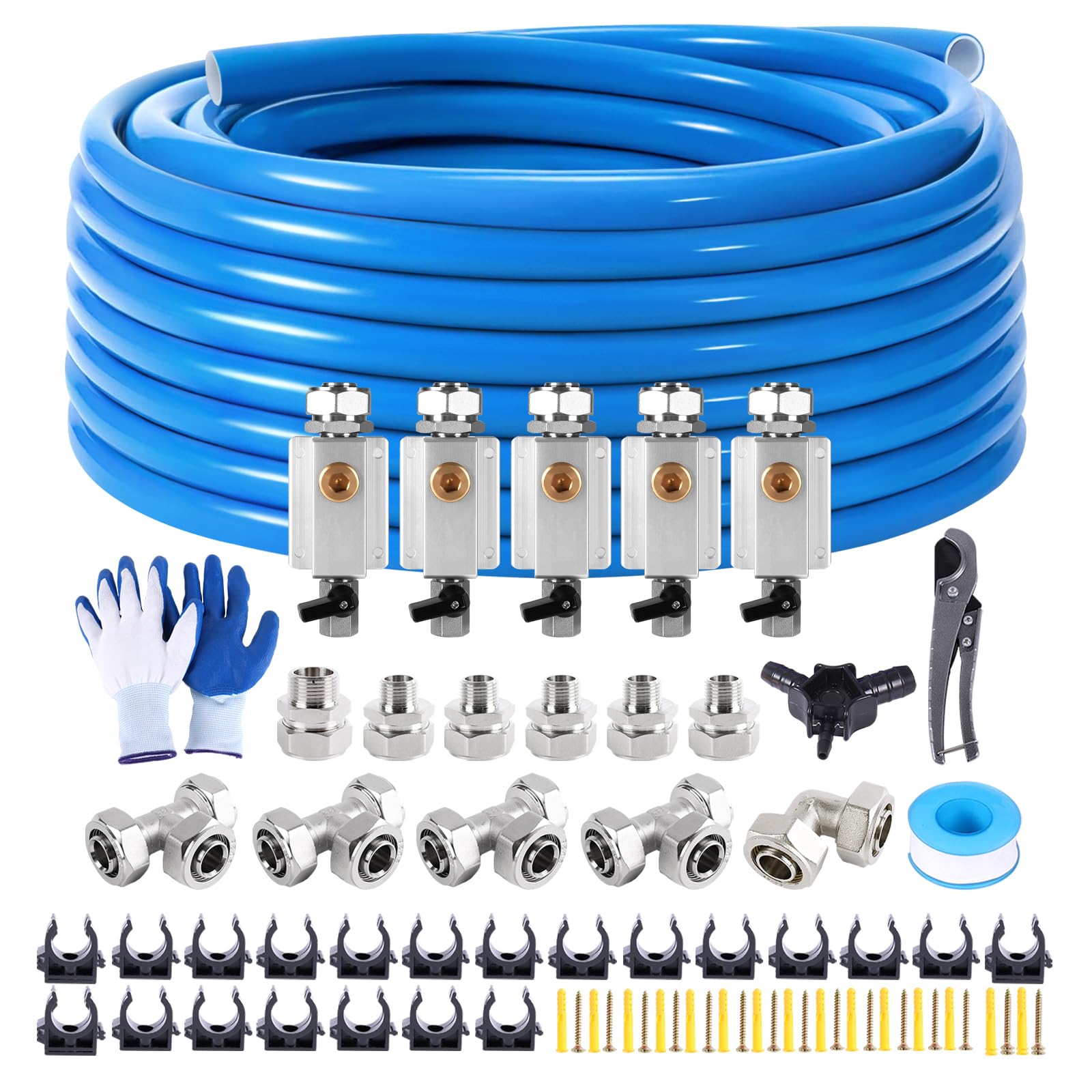 Shop Air Line Kit 3/4''100'&200'&300' Hdpe Aluminum Hdpe Air Tubing Kit For Compressor Accessories, Leak Proof & Easy To Install