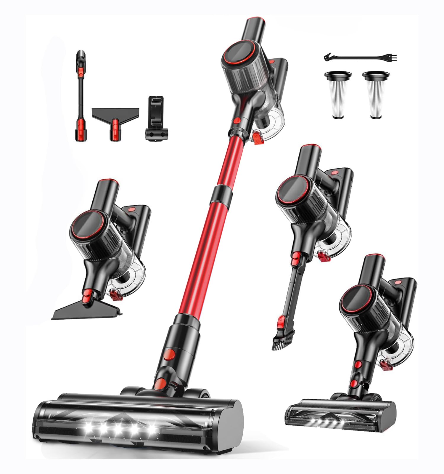 Titipoy Cordless Vacuum Cleaner, 45Kpa Powerful Stick Vacuum With 50Mins Runtime, Led Display Vacuum With Rechargeable Battery, 