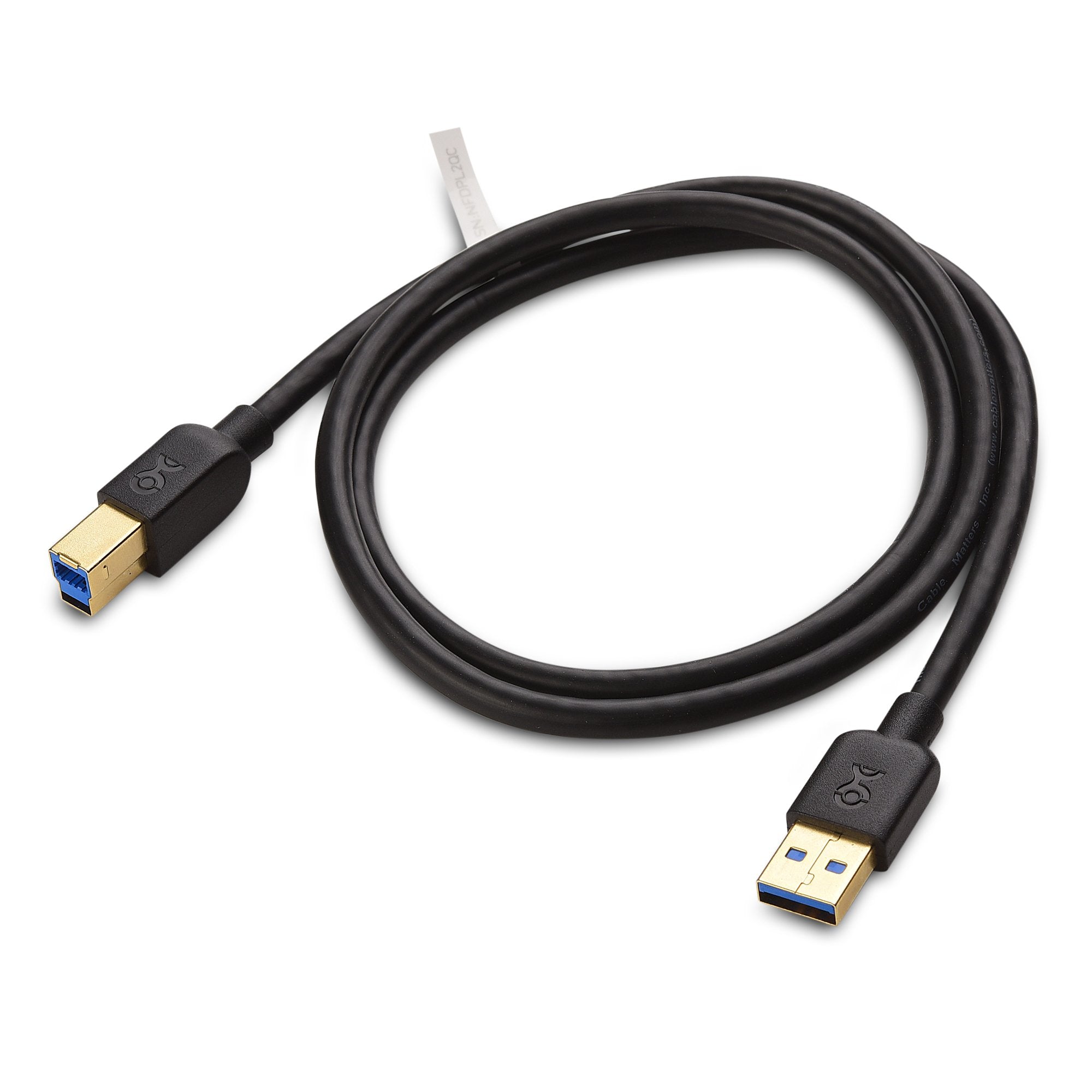 Cable Matters 2 Pack Short Usb 3.0 Cable (Usb 3 Cable, Usb 3.0 A To B Cable) In Black 3 Ft