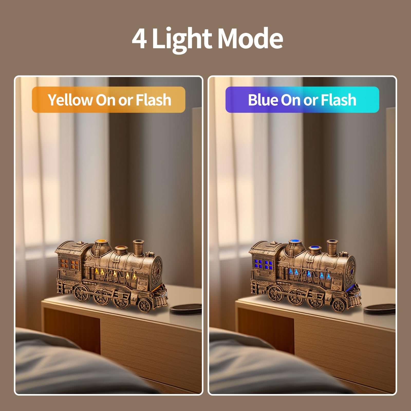 Humidifiers For Bedroom, Cool Quiet Steam Train Looking Mist Air Humidifier Diffuser For Home Baby Nursery & Plants And Auto Shu