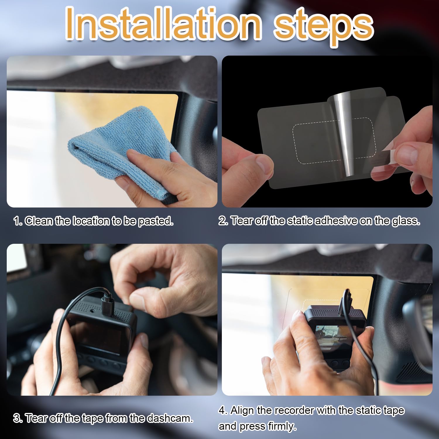 8Pcs Windshield Dashcam Stickers, Transparent Electrostatic Sticker Weatherproof Camera Films, Durable And Reusable Car Windshie