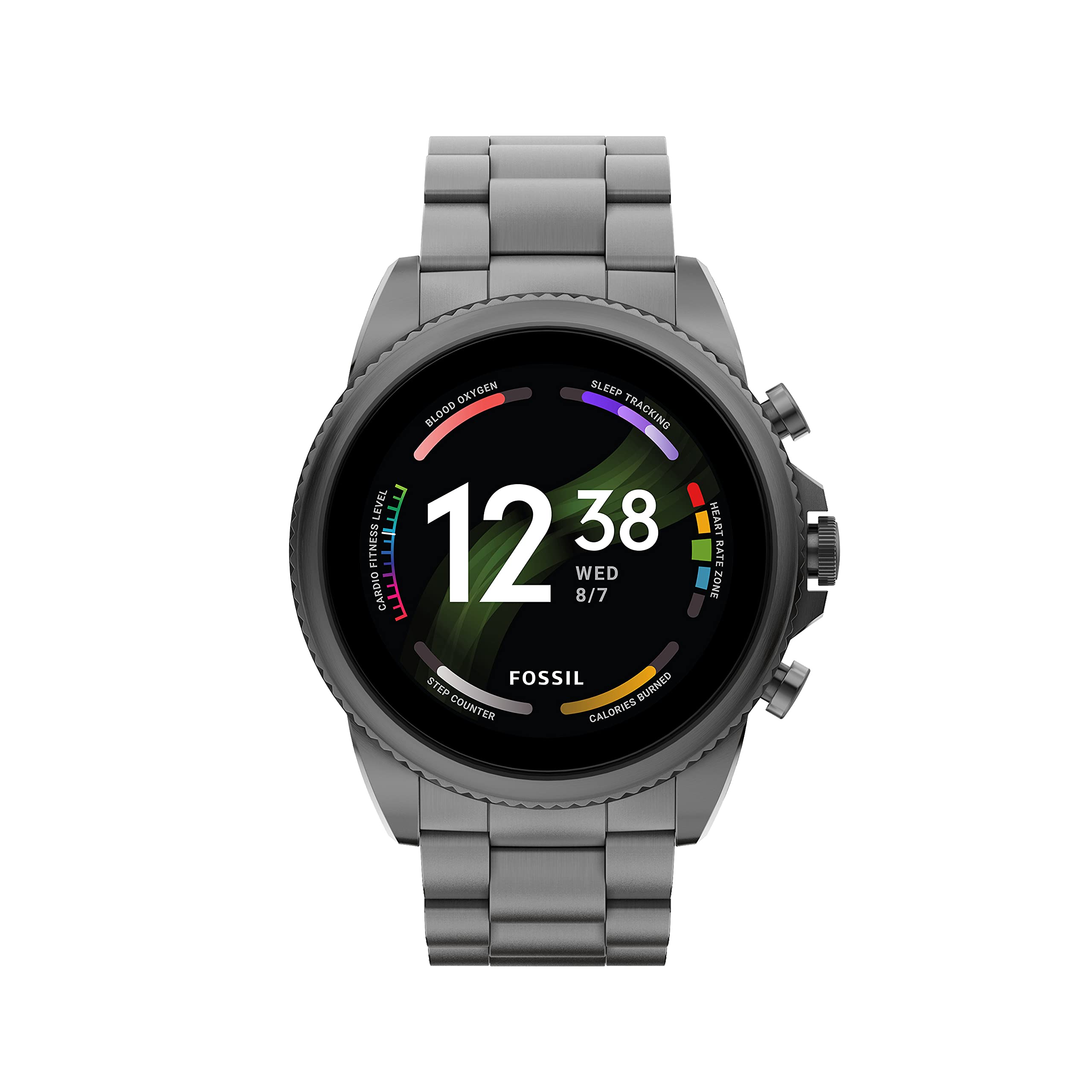 Fossil Men'S Gen 6 44Mm Stainless Steel Touchscreen Smart Watch, Color: Smoke (Model: Ftw4059V/Ftw4059R)