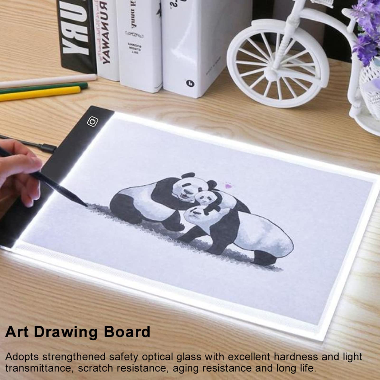 A5 Tracing Light Table, Ultra Thin Pad Drawing Led Copy Board Display Brightness Adjustable Diamond Painting With Usb Cable Sten