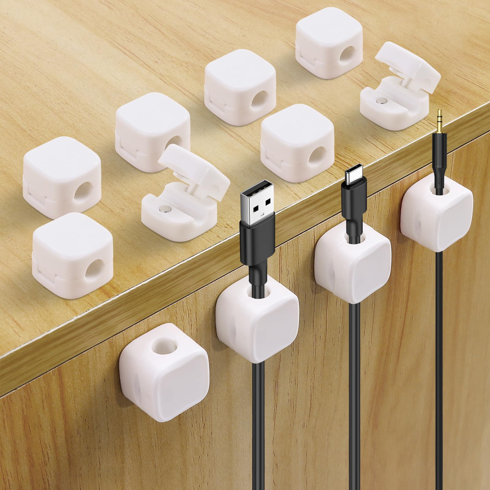 Chiffonade 12 Pack Cord Organizer, Magnetic Cable Management Clips For Desktop, Self Adhesive Wire Charger Keeper For Phone, Kit