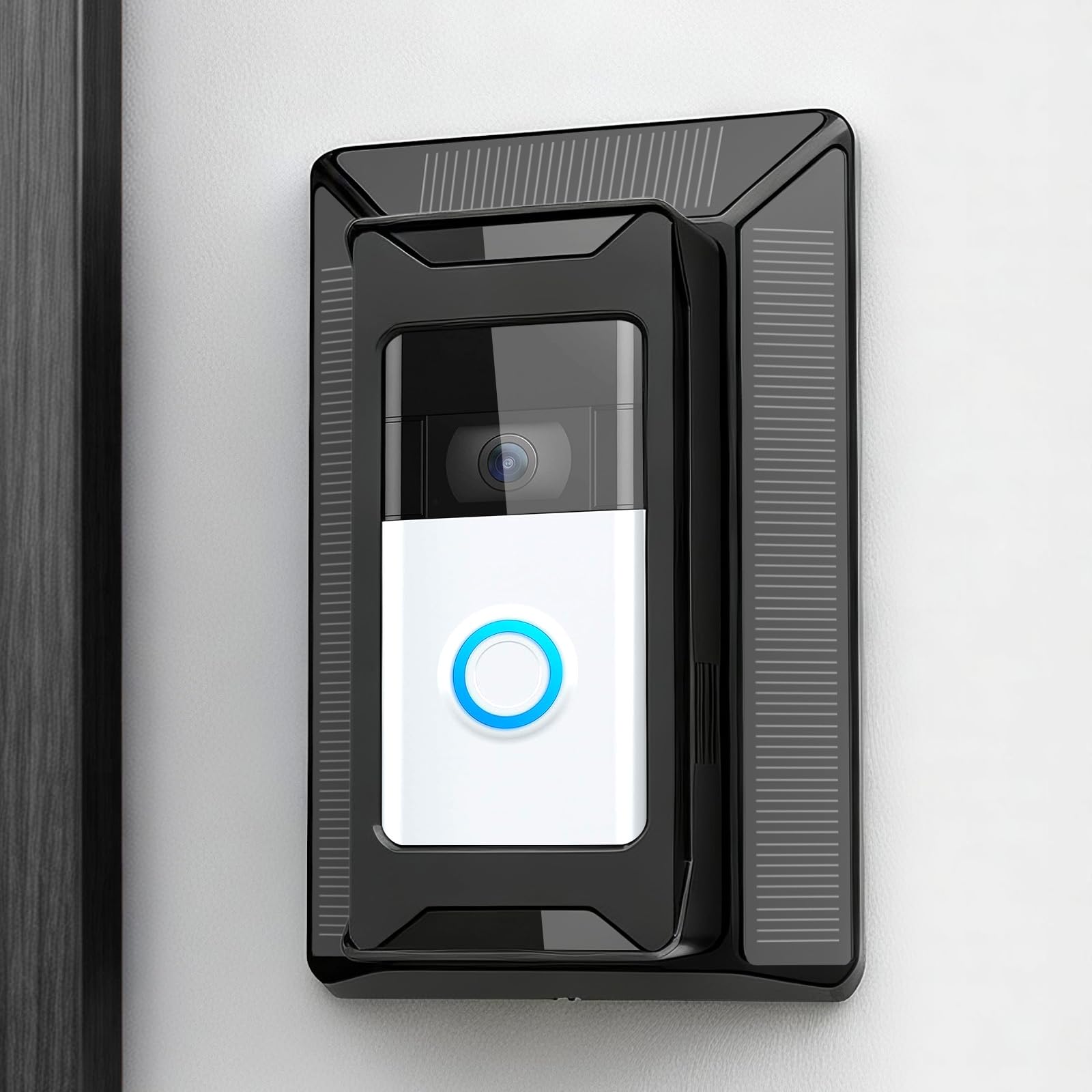 Solar Charger for Ring Doorbell, 2in1 Doorbell Mount with 6W Waterproof Solar Panel, USBC Charging Port, Continuous Power Sup