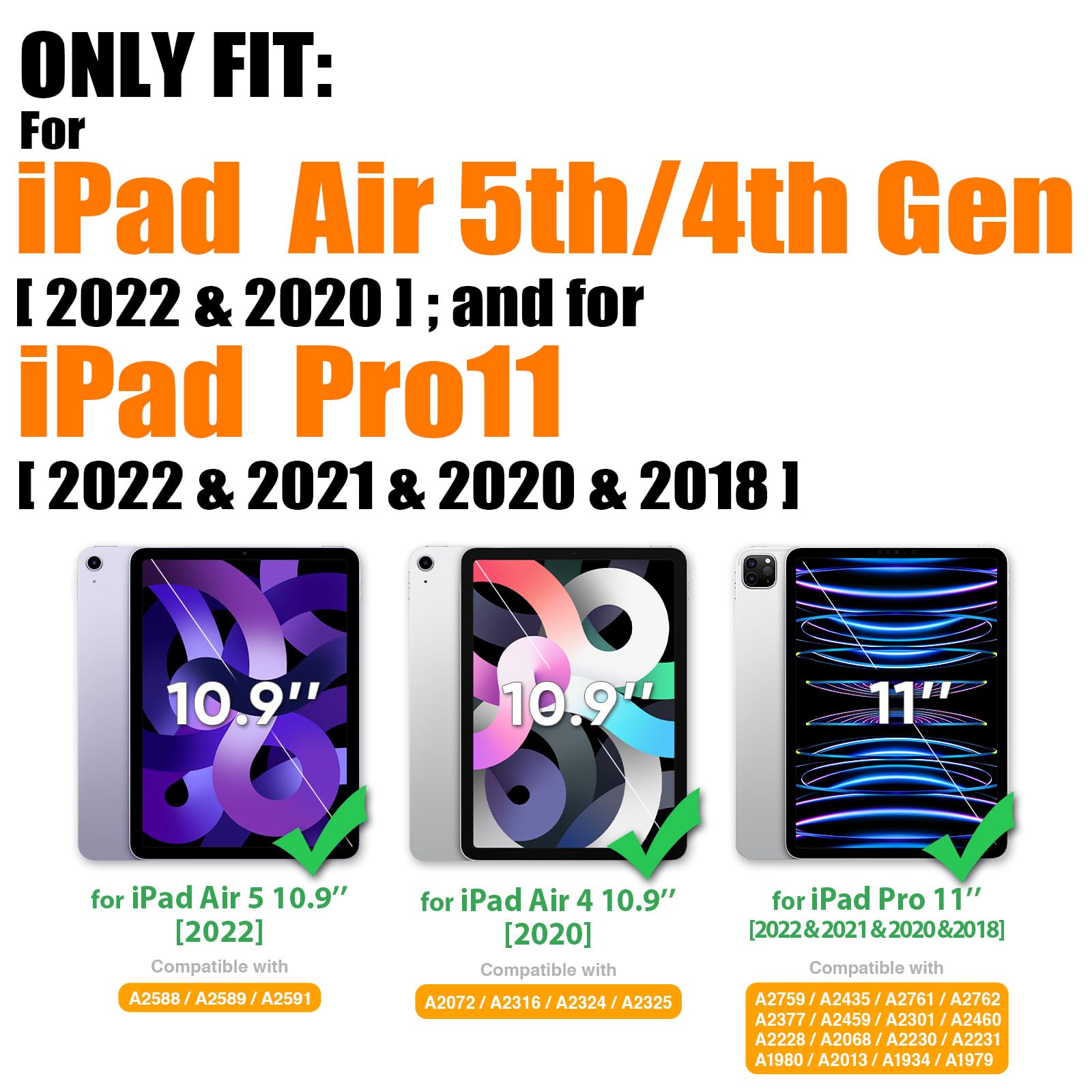 Seymac Stock Case For Ipad Air 5Th/4Th Generation/Pro 11 (4Th/3Rd/2Nd) With Screen Protector Pen Holder, 360 Rotate Hand Strap/S