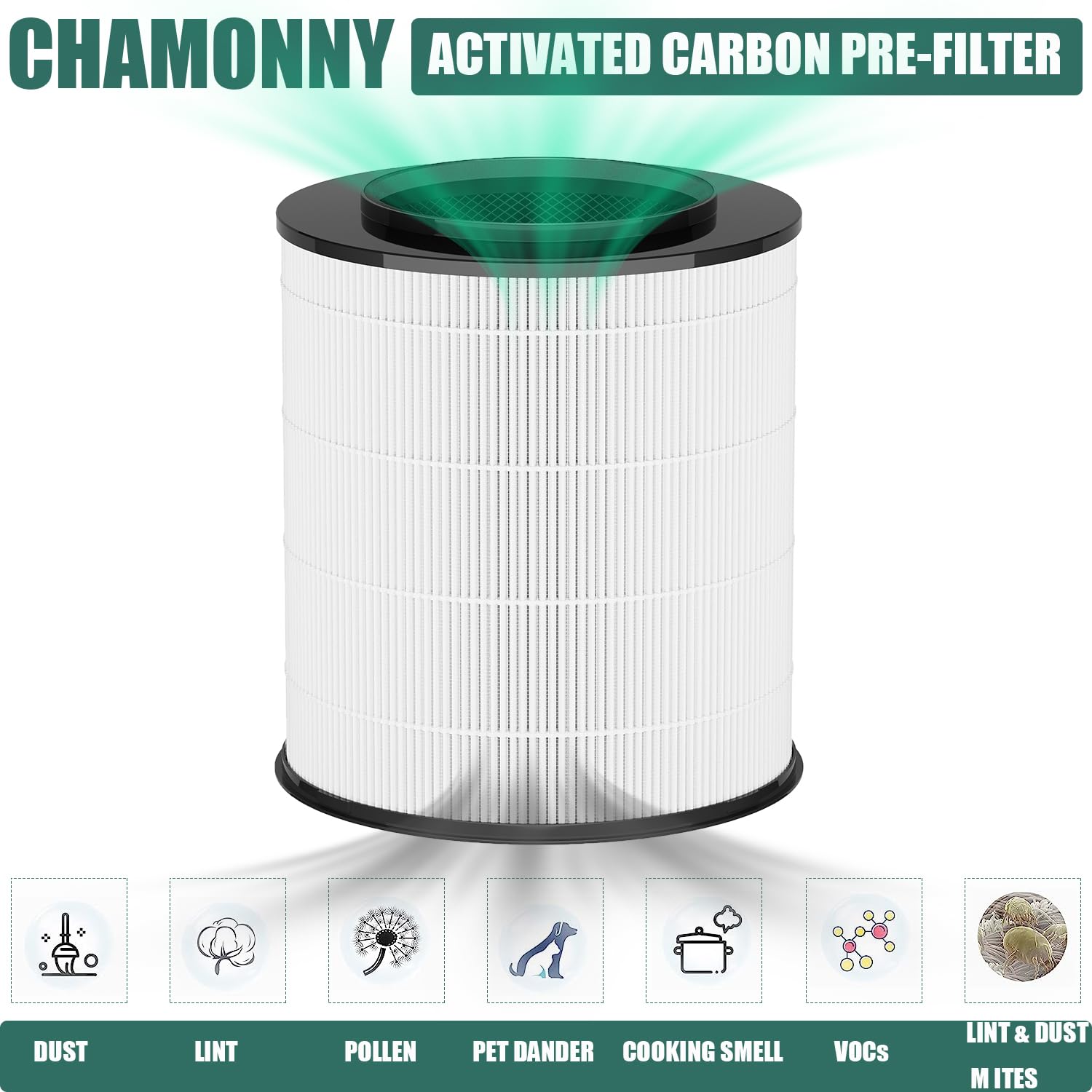 Chamonny 12030 Filter Replacement, Compatible With Clorox 11030 & 11031 Air Purifier Medium Room 1,000 Sq. Ft. Capacity, 2Pack (