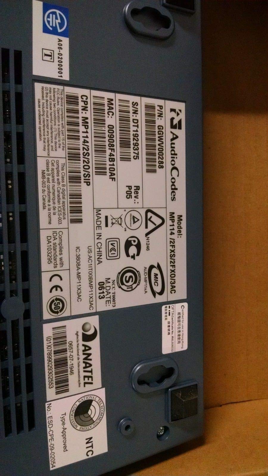 Audiocodes Mp114 2Fxs, 2Fxo Ports   Sip Mp114/2S/2O/Sip