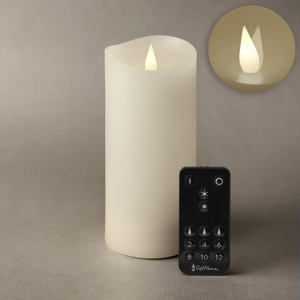 Softflame Flameless Led Candles With Remote Control, 3''X 7.1''Flickering 3D Moving Flame Battery Operated Candles In Real Wax S