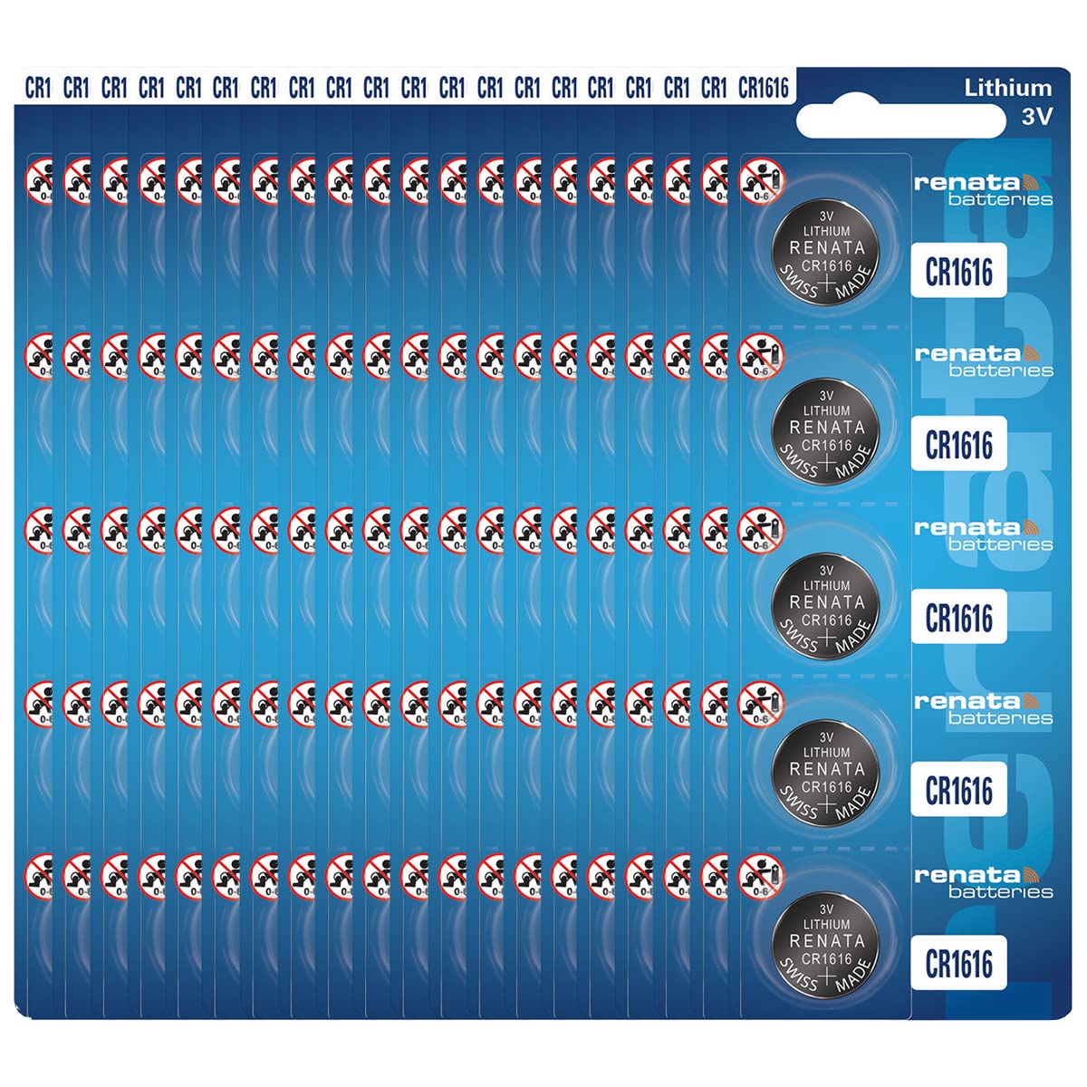 Renata CR1616 Batteries - 3V Lithium Coin Cell 1616 Battery (100 Count)