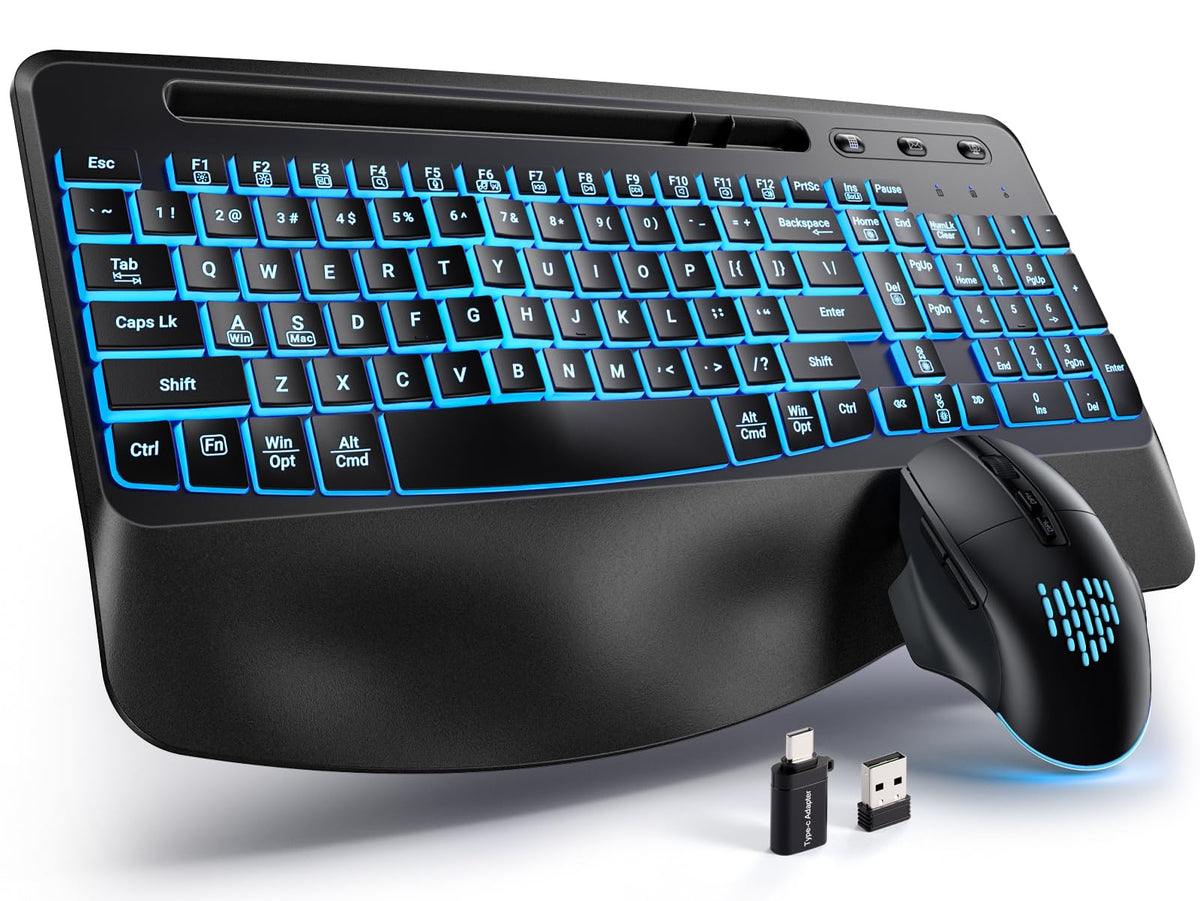 Hamile Wireless Keyboard and Mouse Combo : Ergonomic Wave Keys for Nat ...