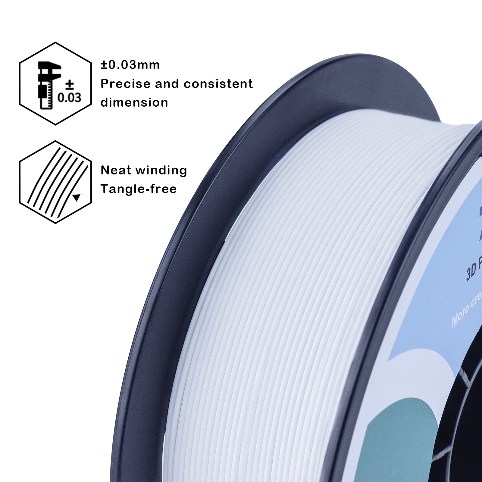 Ziro Matte Pla Filament 175Mm,1Kg 3D Printer Filament,High Toughness Pla,Dimensional Accuracy +  003Mm,Matte Pla White