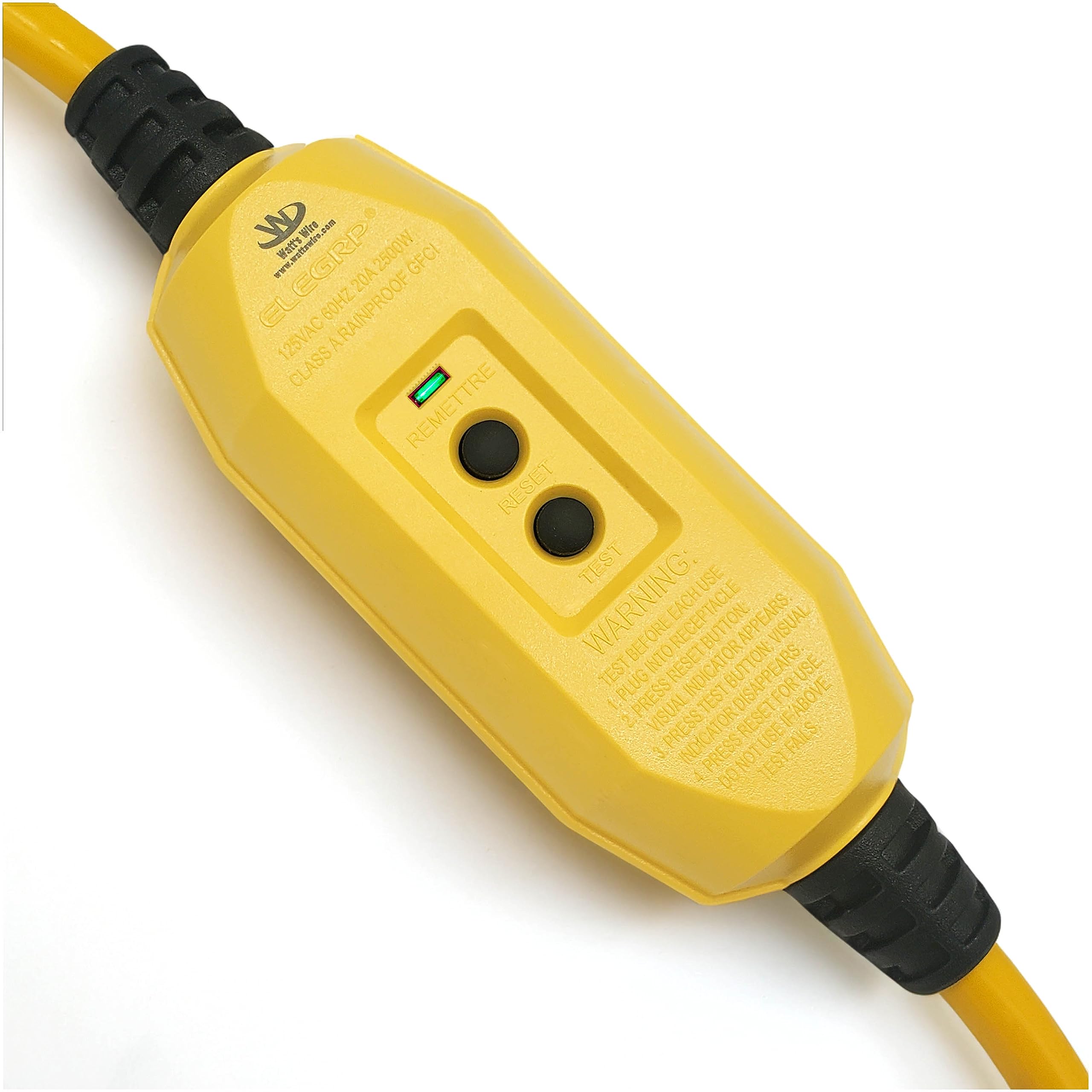 10 Ft   Gfci 12 Gauge Heavy Duty 3 Outlet Sjtw Indoor/Outdoor Yellow Extension Cord By Watt'S Wire   Short 10' 12 Gauge Grounded