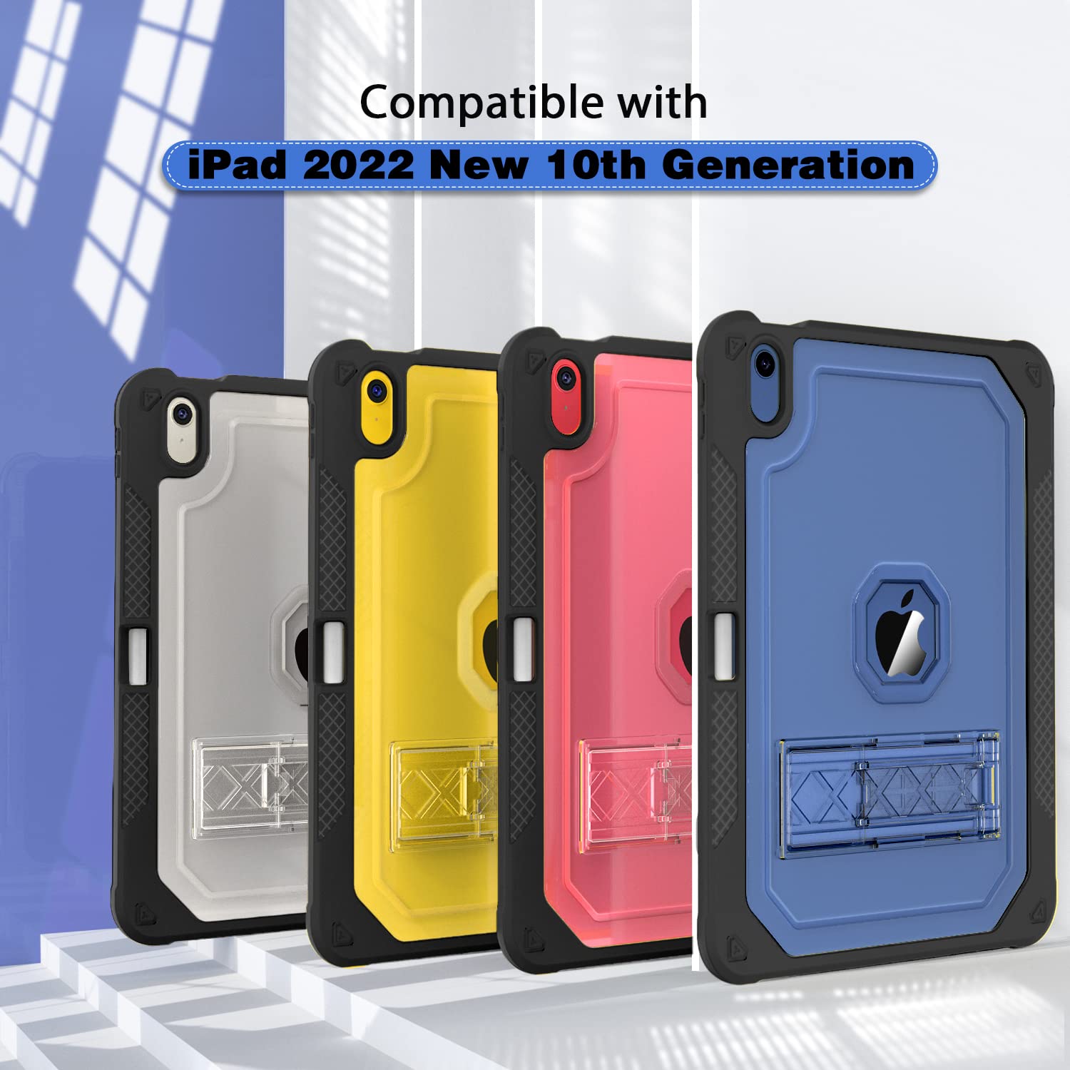 Zonefoker Case For Ipad 10Th Generation 10.9 Inch 2022, Heavy Duty Shockproof Rugged Protective With Pencil Holder, 10.9 10 Gen