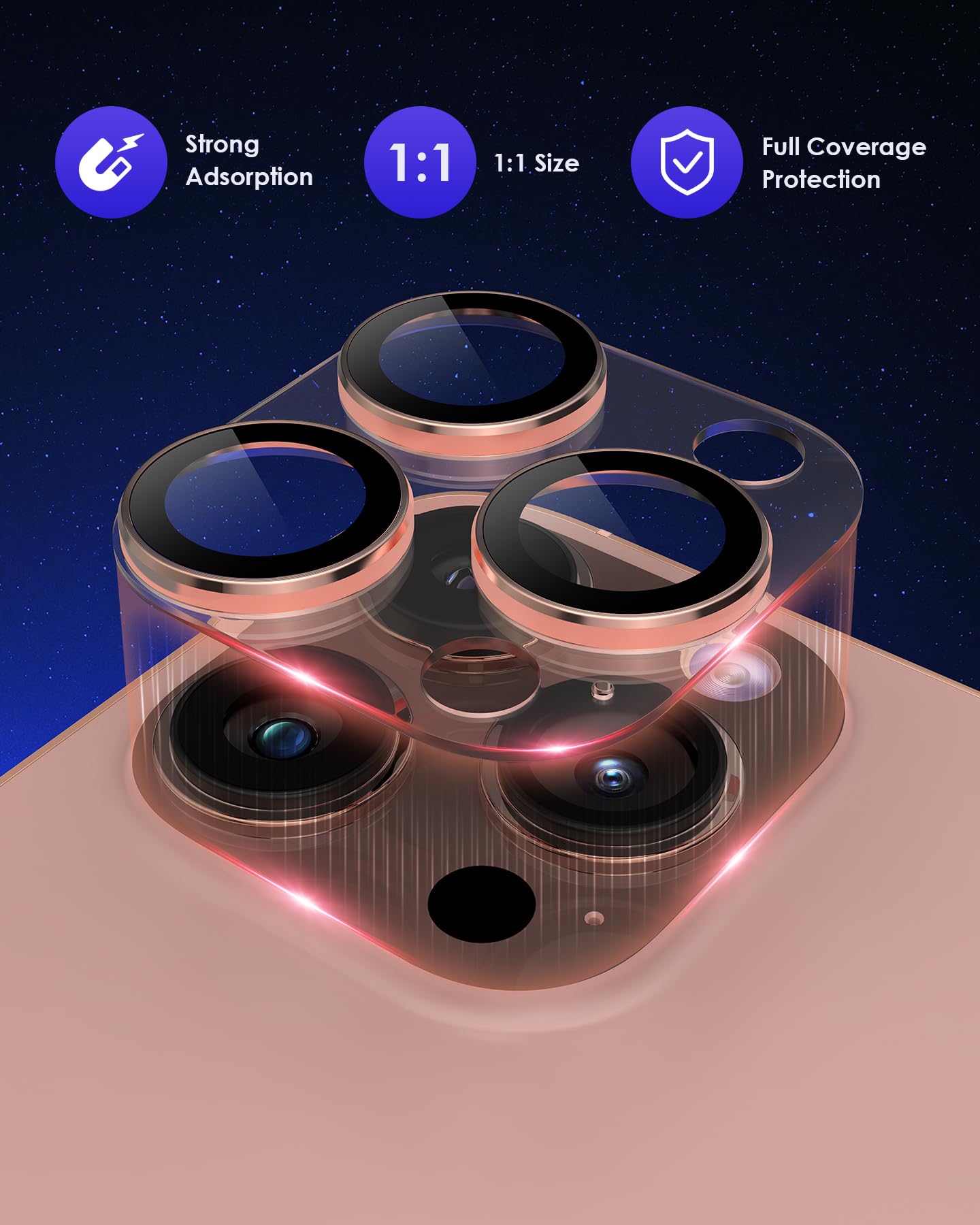 Kanosan For Iphone 16 Pro Max/Iphone 16 Pro/Iphone 14 Pro/Iphone 14 Pro Max Camera Lens Protector, Clear Acrylic Plus Aluminium