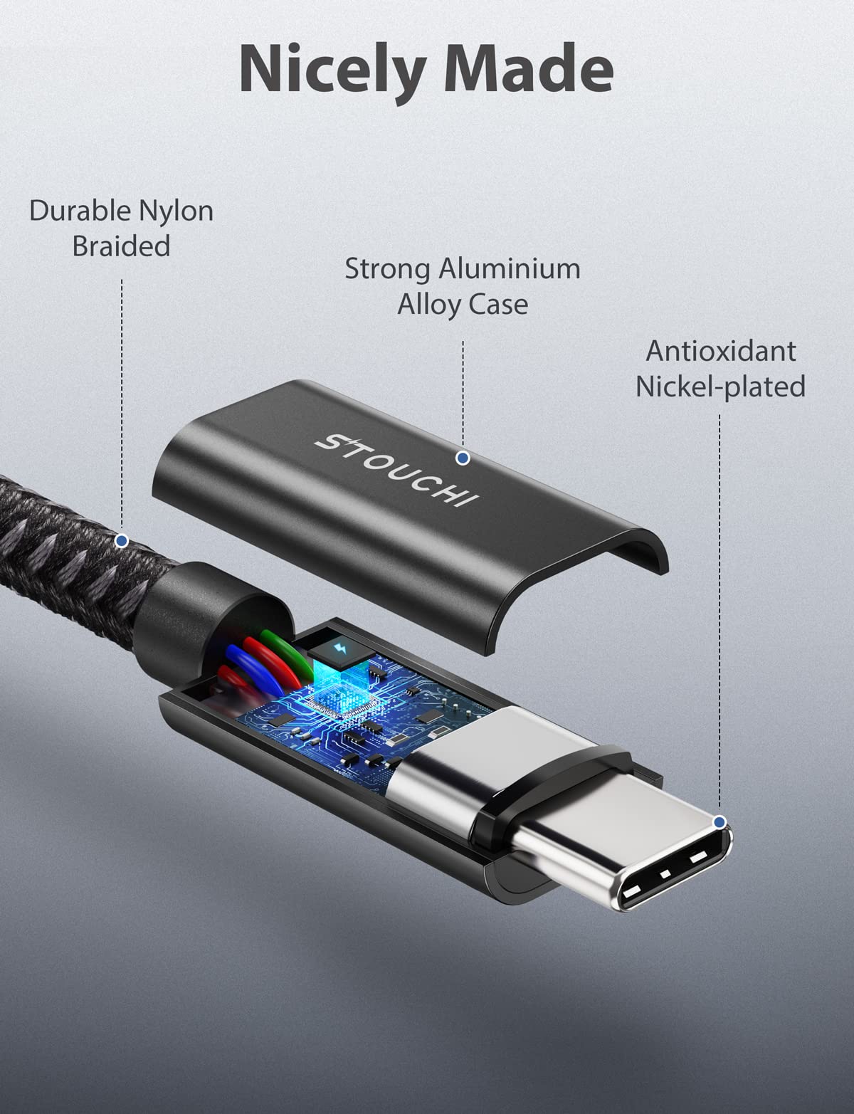 Stouchi USB C Extension Cable USB 3.2 Male to Female Fast Charging 4K Video Data Transfer Black 3.3FT (1M)