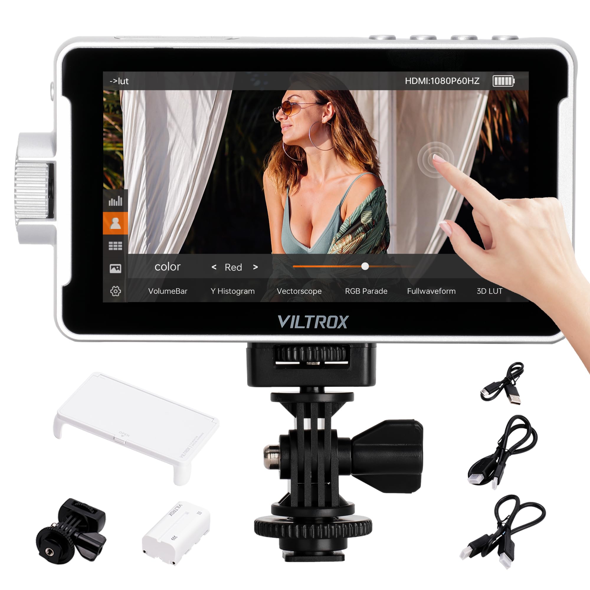 VILTROX DC-V1 5.5 Touchscreen Camera Field Monitor DSLR Monitor with 3D LUT Waveform 400Nits 160 Wide View Angle 1920X1080 IPS 4