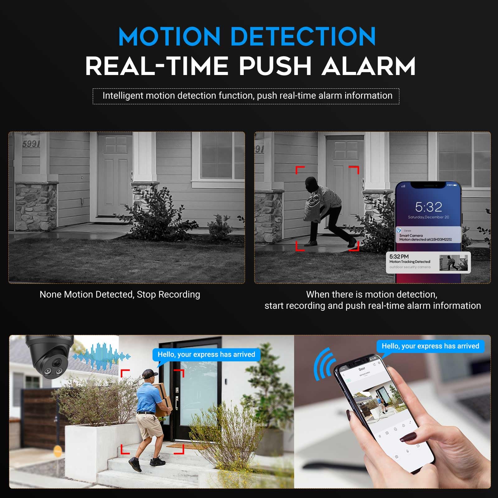 Vikylin 4K 8Mp Ip Poe Ai Camera(Black),Security Ip Turret Camera With 98Ft Exir2.0 Night Vision,Built In Mic,Human/Vehicle Detec