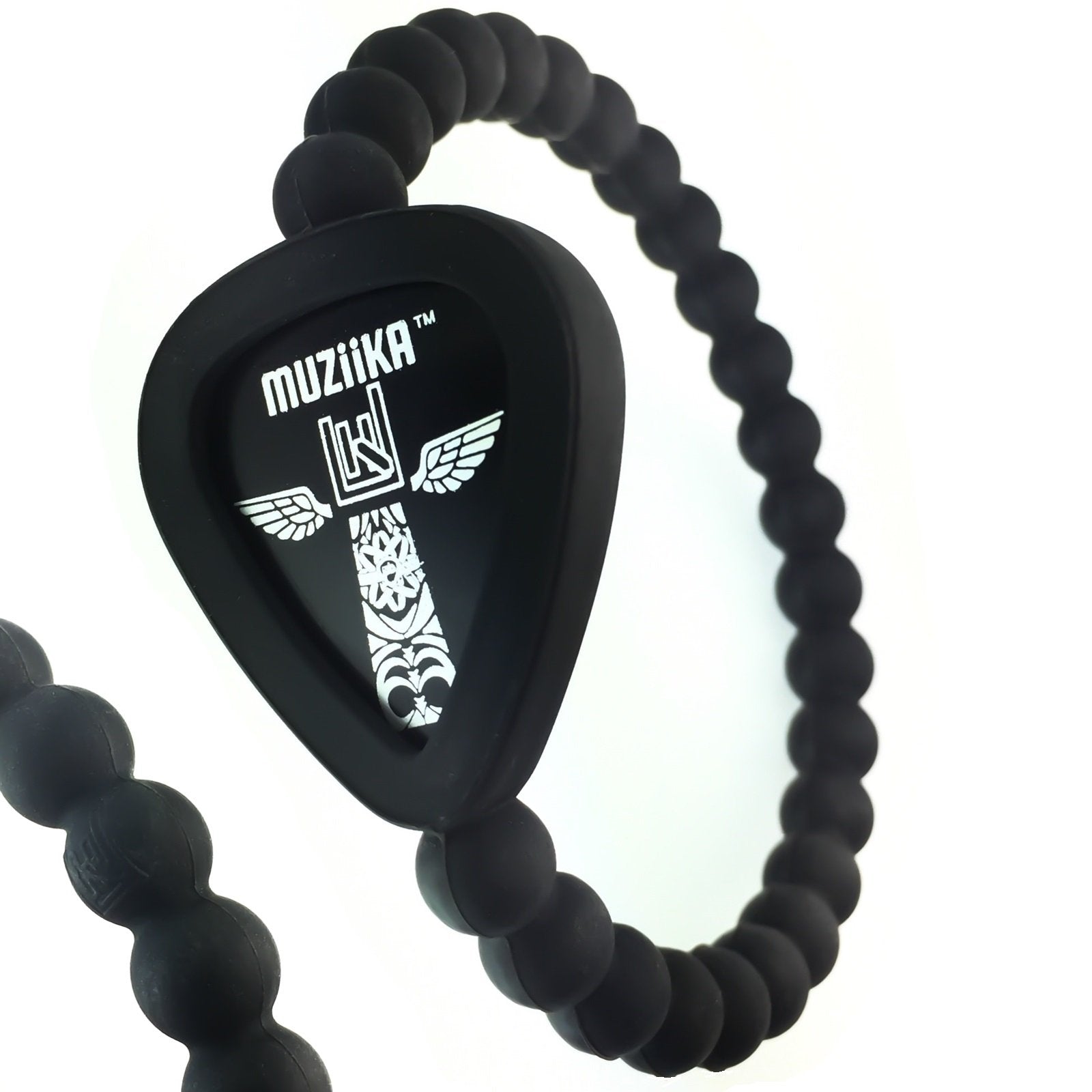 Muziika Guitar Pick Holder Bracelet By Pickbandz In Epic Black  Holds Up To 4 Picks (Two Muziika Picks Included) Select Beaded