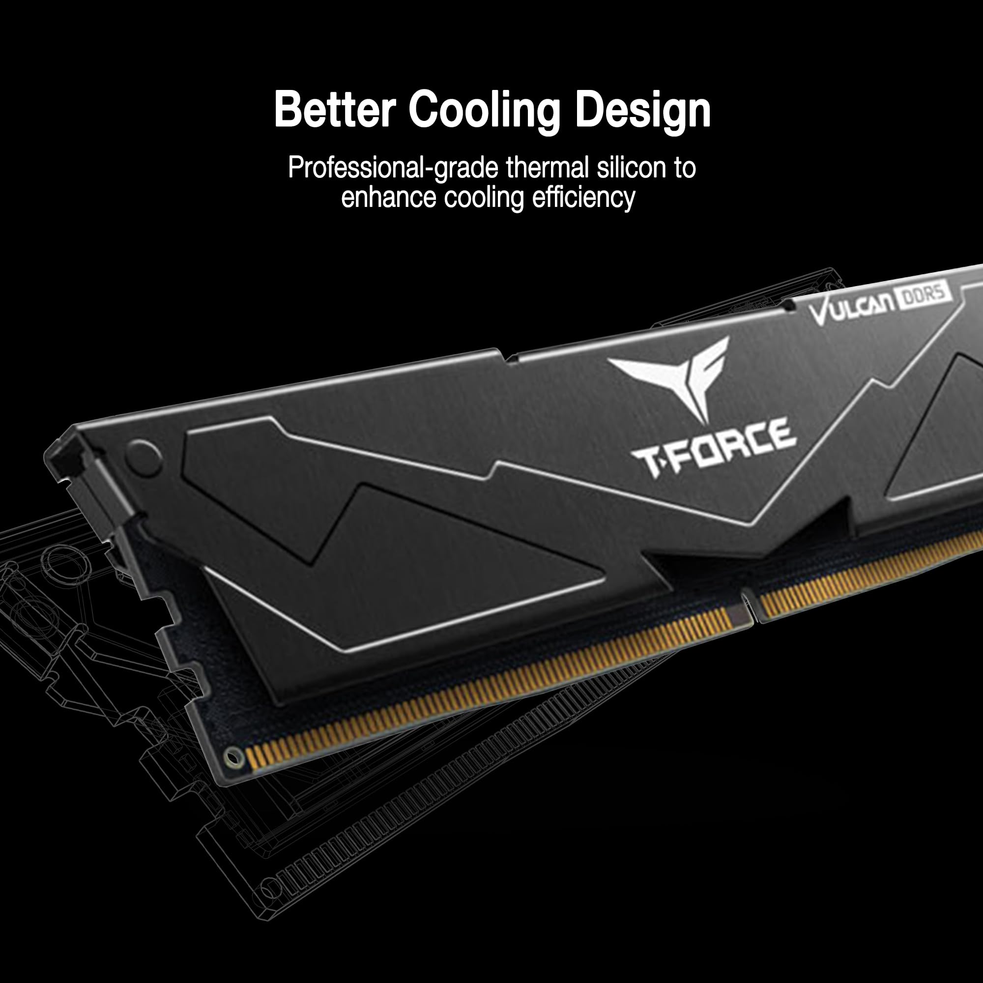 Teamgroup T-Force Vulcan Ddr5 32Gb (2X16Gb) 6000Mhz (Pc5-48000) Cl38 Desktop Memory Module Ram (Black) For Chipset 600 700 Serie