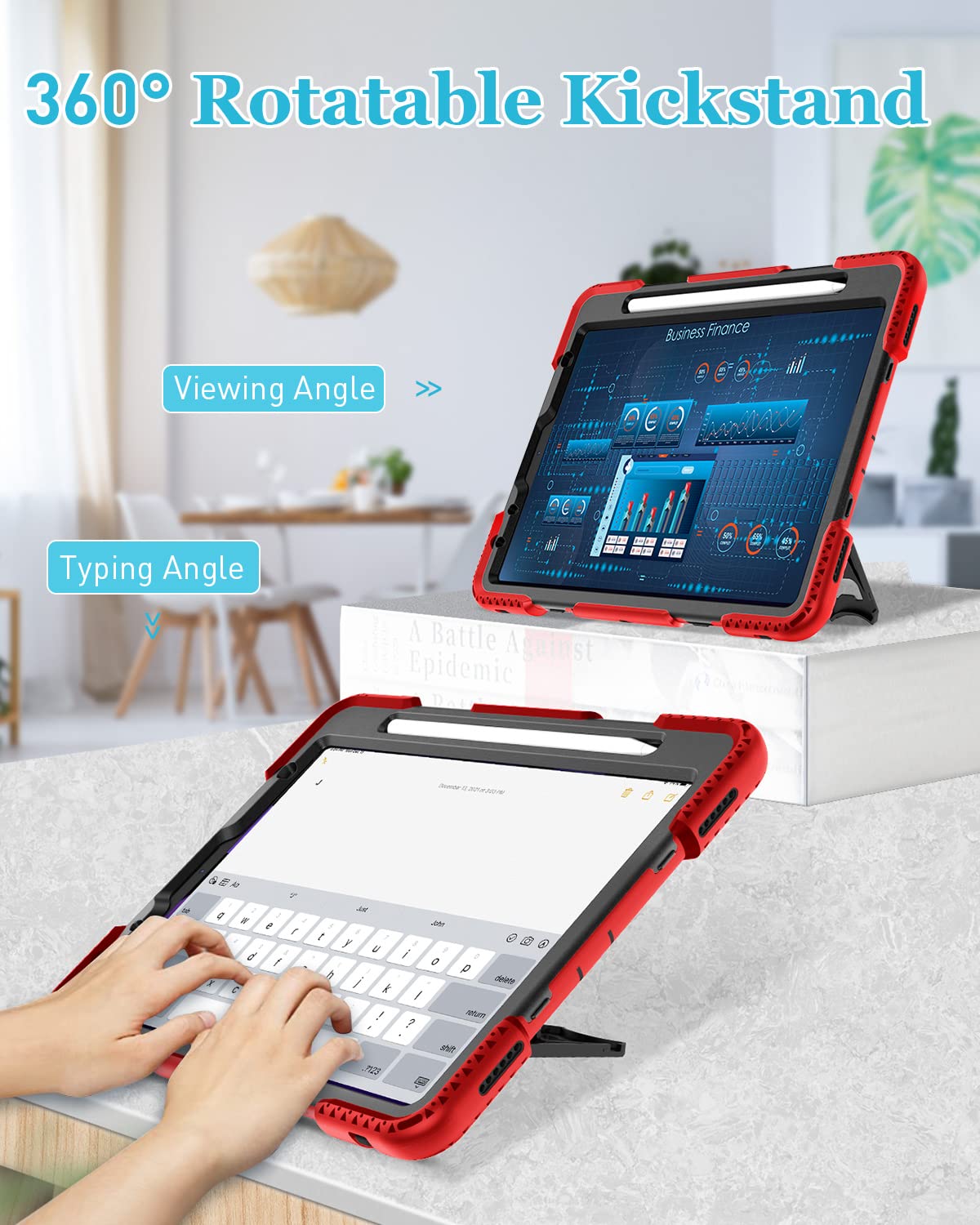 Case For Ipad Air 6Th/ 5Th/ 4Th Generation (2024/2022/ 2020): Cover For Ipad Air 11 Inch/Ipad 10.9 Inch With Screen Protector  S