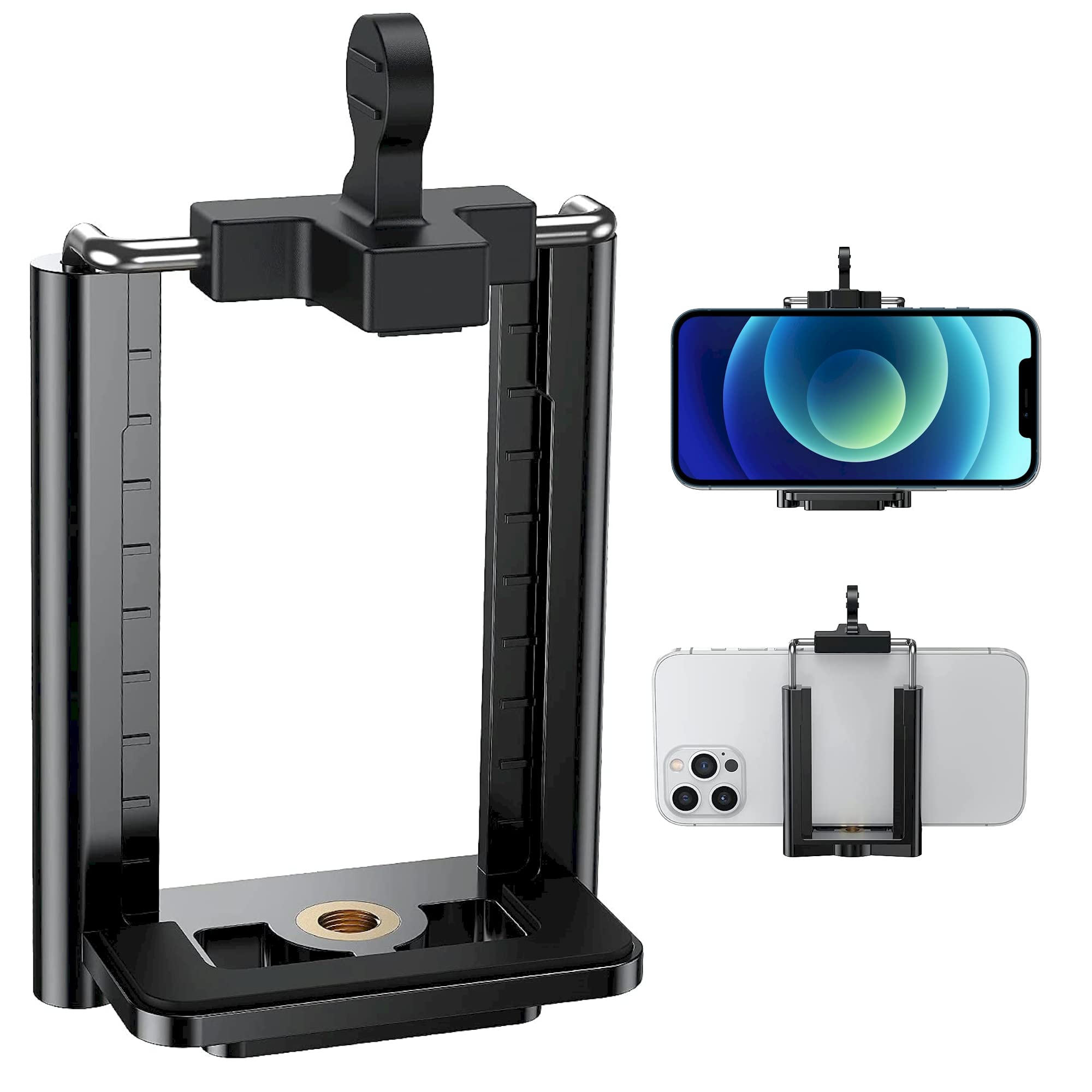 Davoice Tripod Phone Mount 1/4 Screw Adapter, Compatible With Iphone Samsung And Cell Phones, Adjustable Smartphone Holder Attac