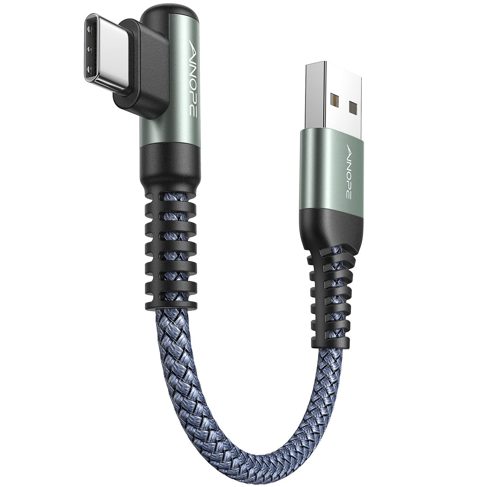 Ainope Usb C Cable 0.5Ft, 3.1A Type C Charger Fast Charging Cable Right Angle, Durable Nylon Braided Usb C Charging Cable Compat