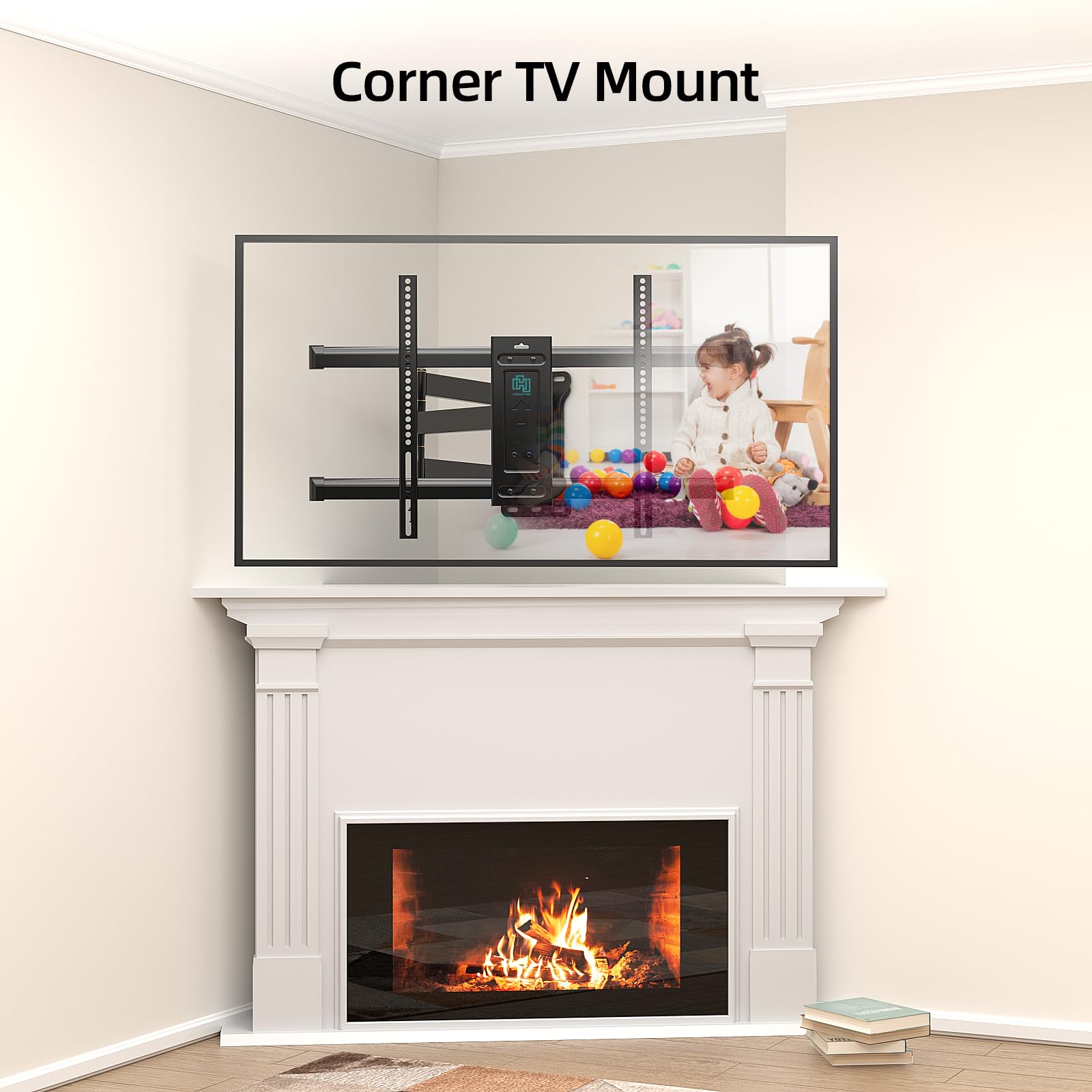 Hcmounting Long Arm Corner Tv Wall Mount With 30 Inch Extension For 32'' 80'' Tvs, Easy Single Stud Install, Full Motion Swivel,