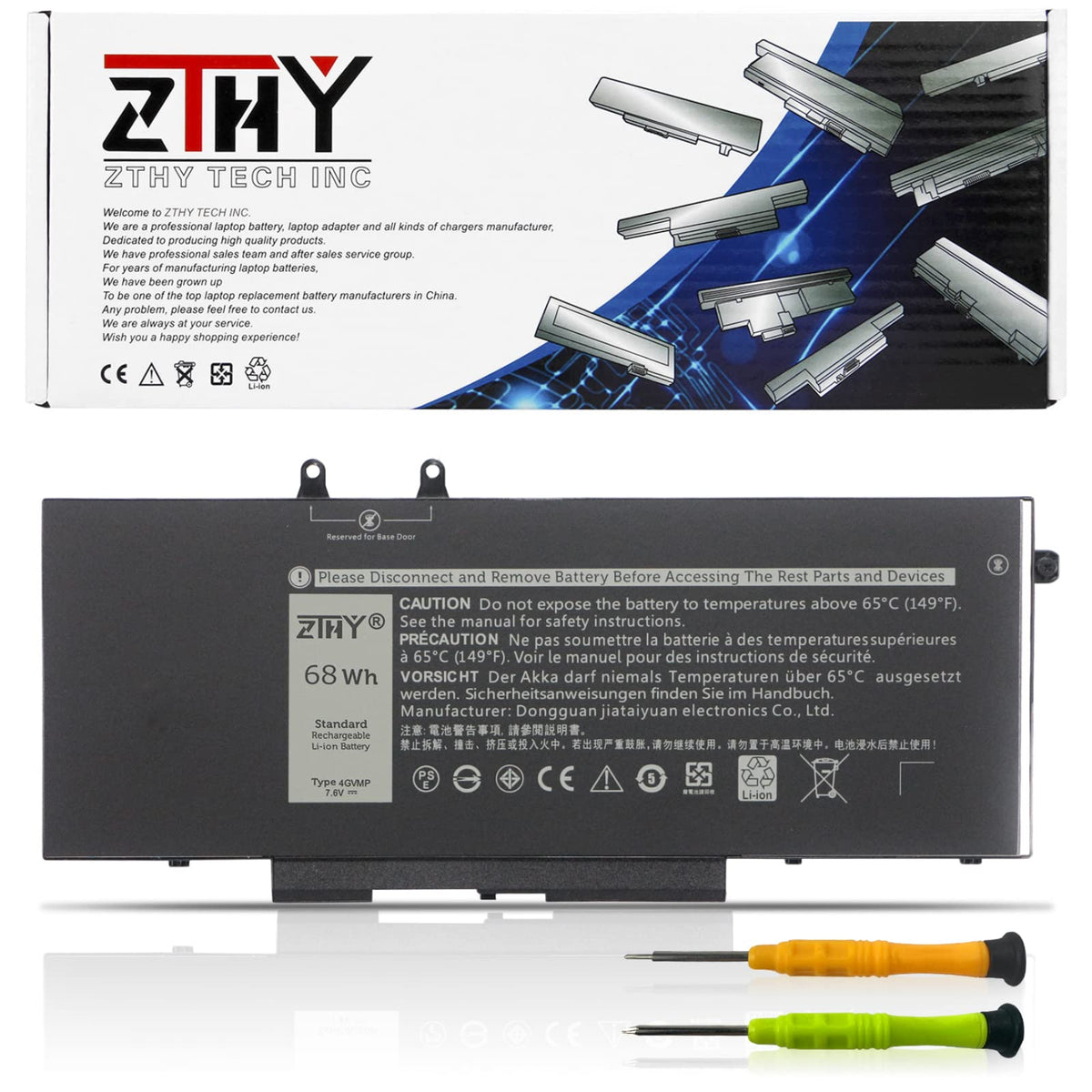 Zthy 7.6V 68Wh 4Gvmp Laptop Battery Replacement For Dell Latitude 5400 5500 Precision 3540 3550 Inspiron 7590/7591/7791 2 In 1 P