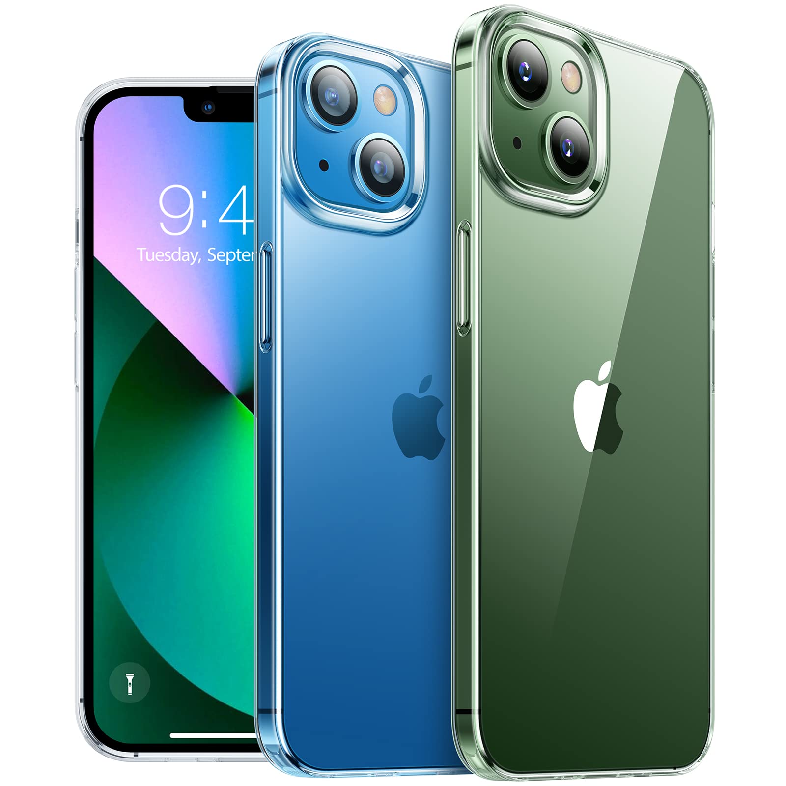 Torras Iphone 13 Case Clear, Blooming Original Beauty [Upgraded Military Drop Protection] Phone Cases Soft Tpu Ultra Thin Slim S