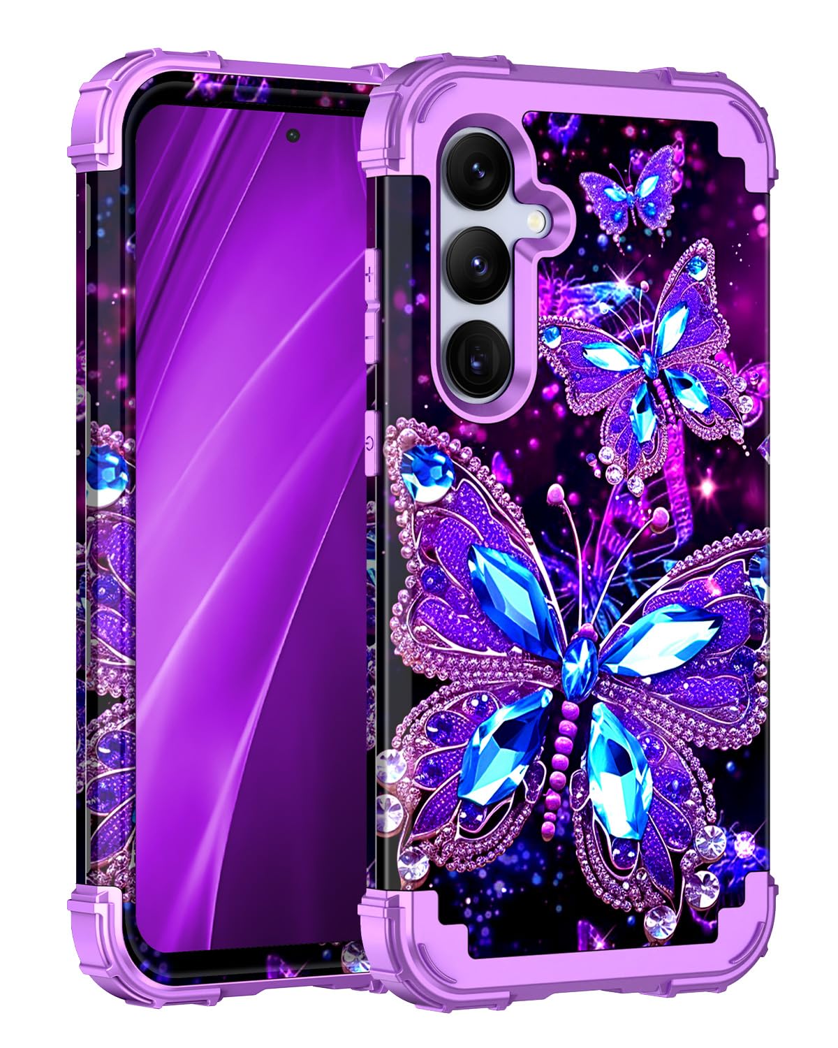 Miqala for Galaxy S24 Plus 5G Case,Glow in The Dark Three Layer Heavy Duty Shockproof Full Protection Hard Plastic Bumper+Soft S